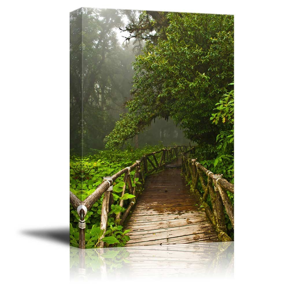 Rainforest DOI Inthanon Thailand Canvas Prints Wall Art - 16x24 Inch Nature Landscape Painting - Perfect for Living Room, Bedroom & Office Decor