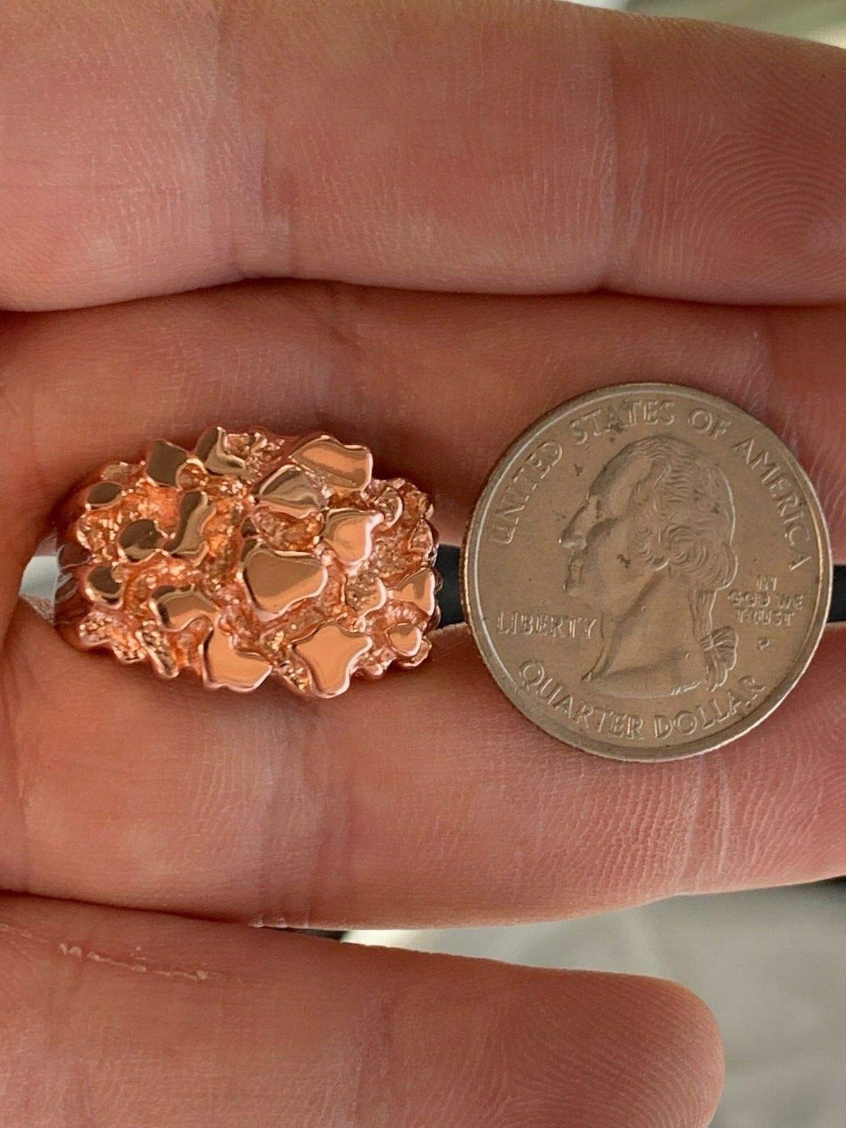 925 Sterling Silver Men's Rose Gold Nugget Ring - Size 6-13 for Pinky or Ring Finger - Perfect for Gifts, Weddings & Everyday Wear