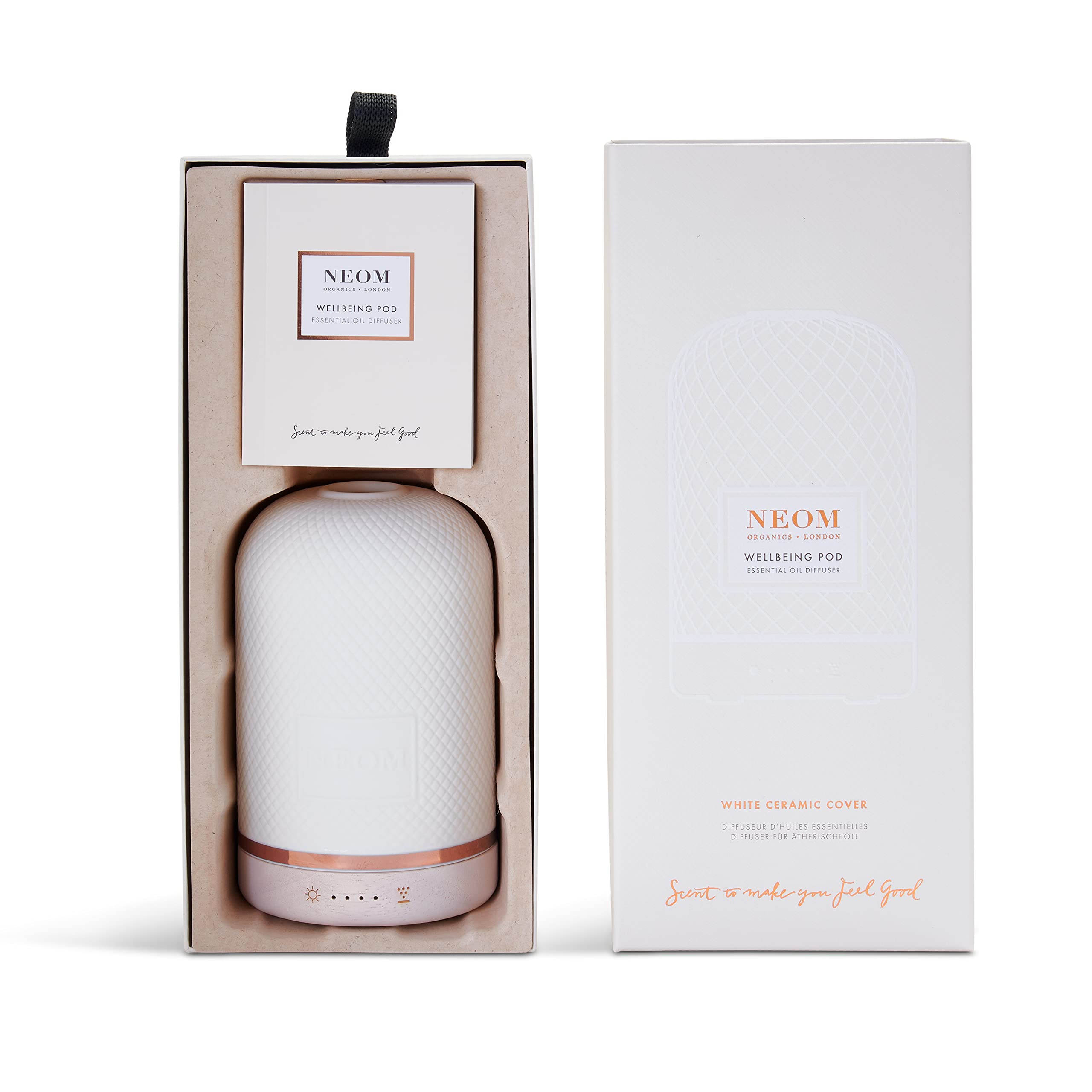 NEOM Premium Essential Oil Diffuser for Home & Office - Ceramic Aromatherapy Diffuser with LED Light, Timer & Auto Shut-Off - Perfect for Bedroom, Yoga, Spa & Medium Spaces - Plug in Ultrasonic Diffuser for Relaxation & Stress Relief