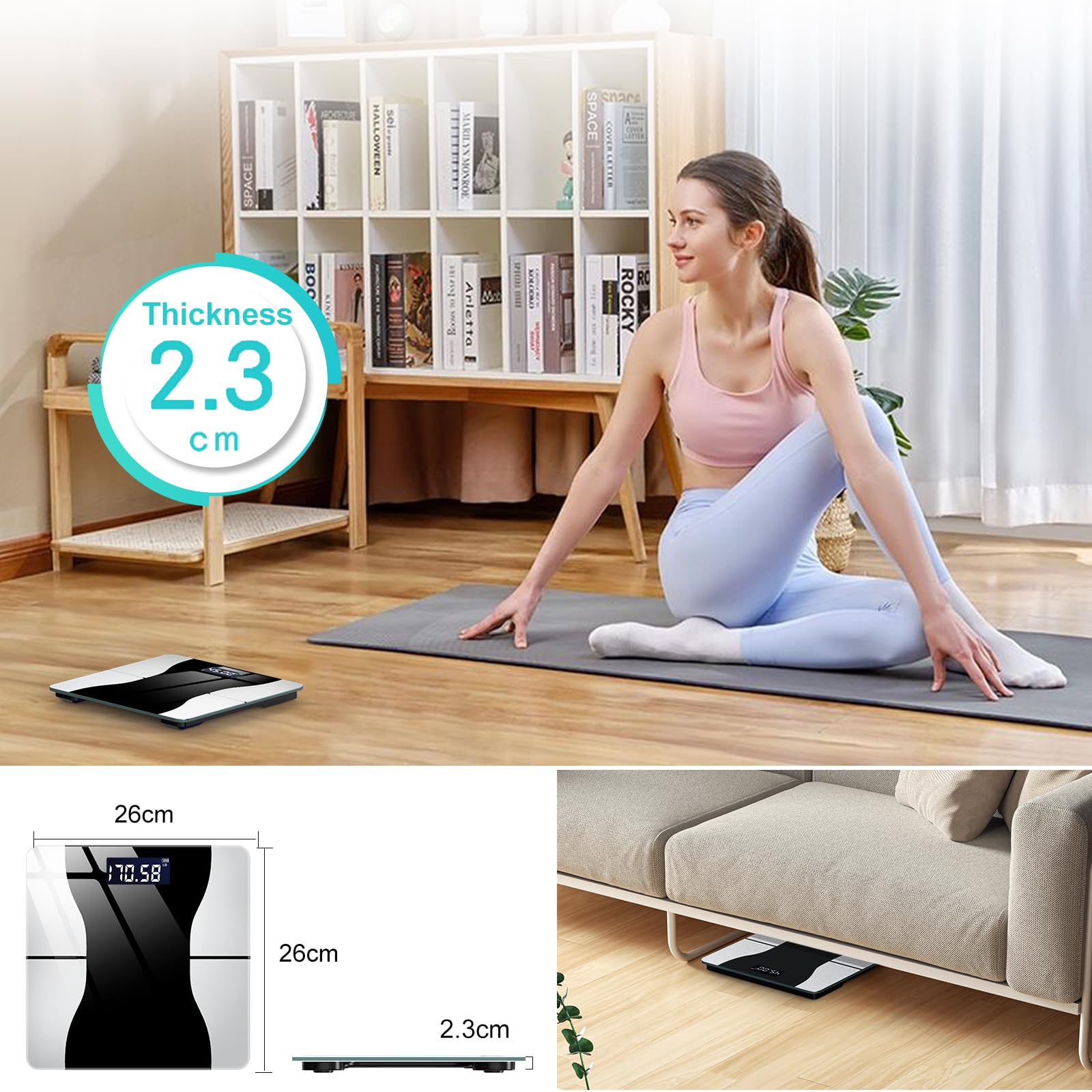 **High Precision Digital Bathroom Scale - 400 lb Capacity with LED Display, Auto On/Off - Accurate Body Weight Scale for Home, Gym & Health Tracking (Black & White)**    *(Use Cases: Ideal for fitness tracking, weight management, home use, gym workouts, and health monitoring.)*