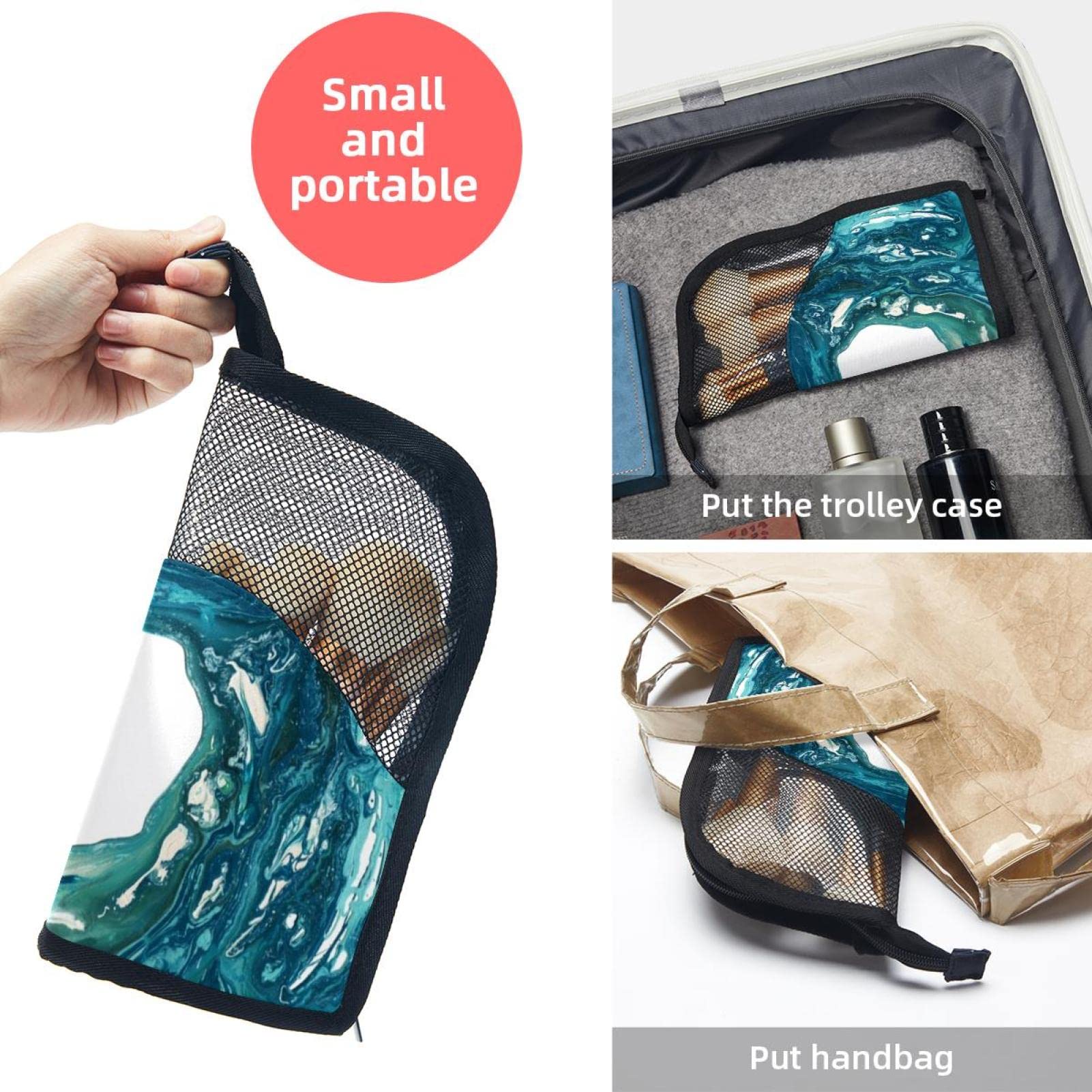 Premium Makeup Brush Organizer Bag with 12 Slots - Turquoise Sea Surf Design, Portable Cosmetic Brush Holder Case for Travel & Home Storage - Perfect for Makeup Artists & Beauty Enthusiasts
