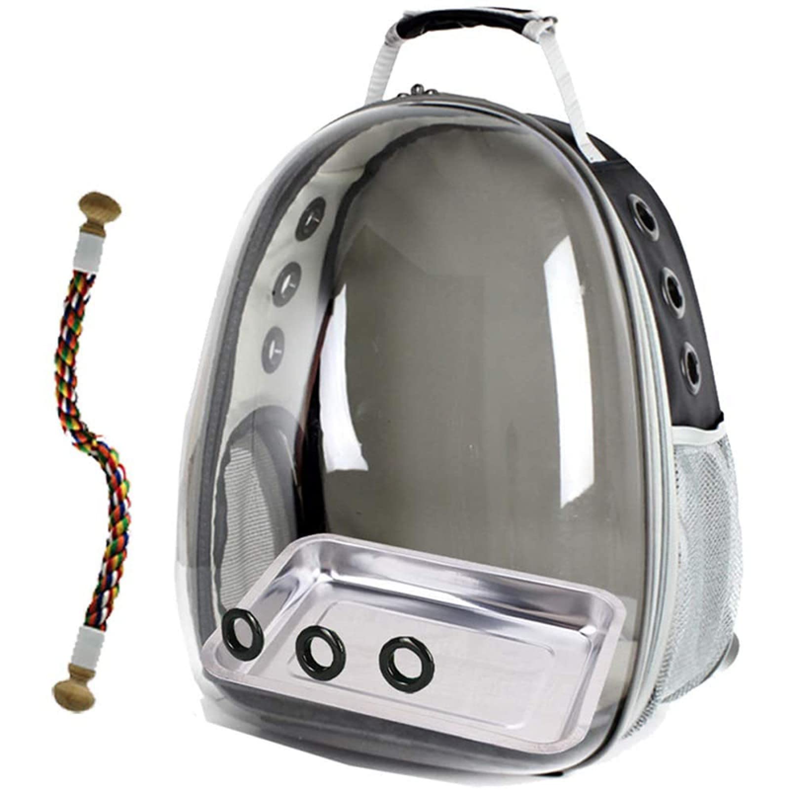 Aijos Premium Pet Bird Carrier Backpack - Large Travel Cage for Parrots with Stainless Steel Tray & Perch | Portable Bird Carrier for Vet Visits, Outdoor Adventures & Air Travel