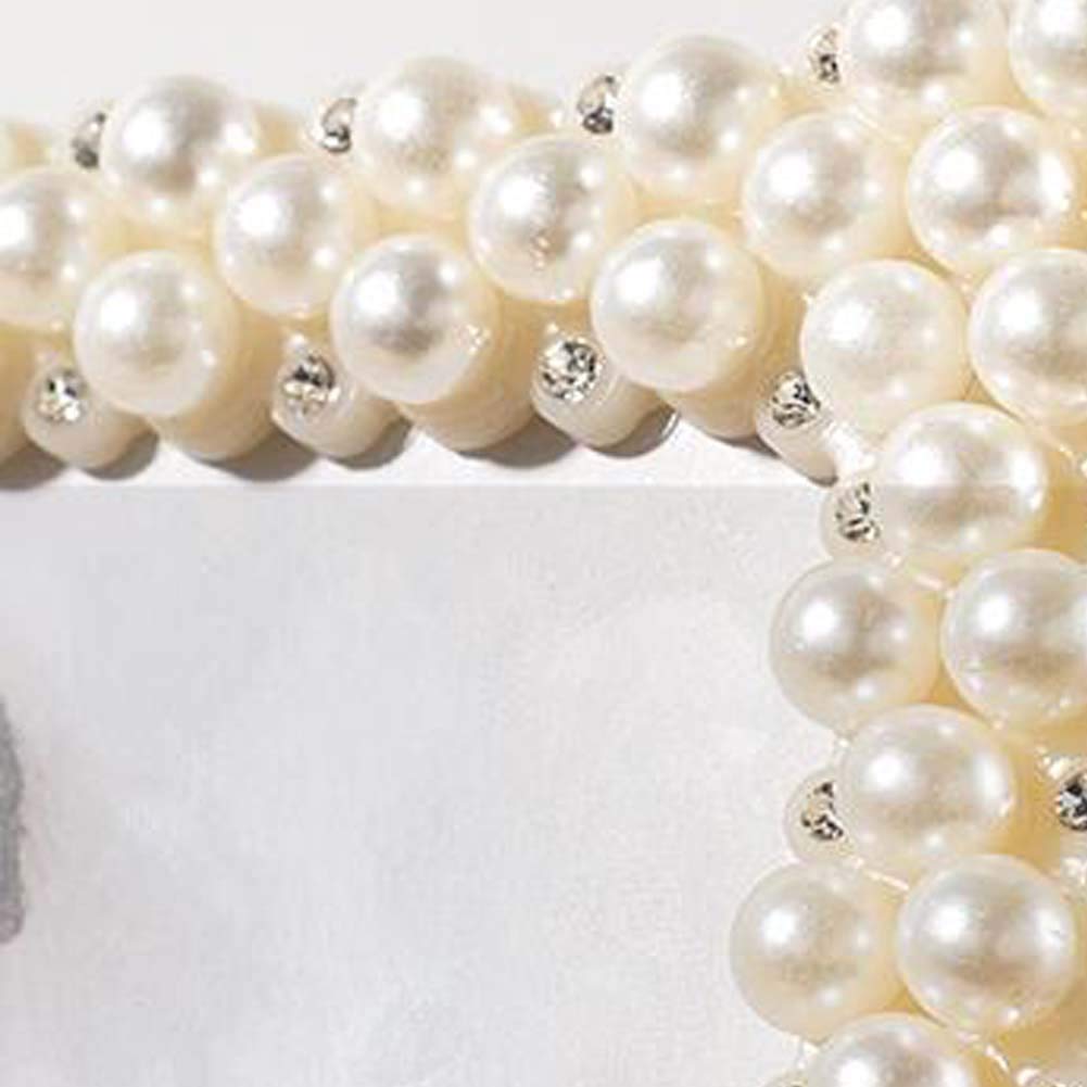 Handmade ABS Beads 3x3 Picture Frame with Rhinestones - Elegant Tabletop Photo Display for Wedding, Home Decor, and Office Desk (3x3 Inches)