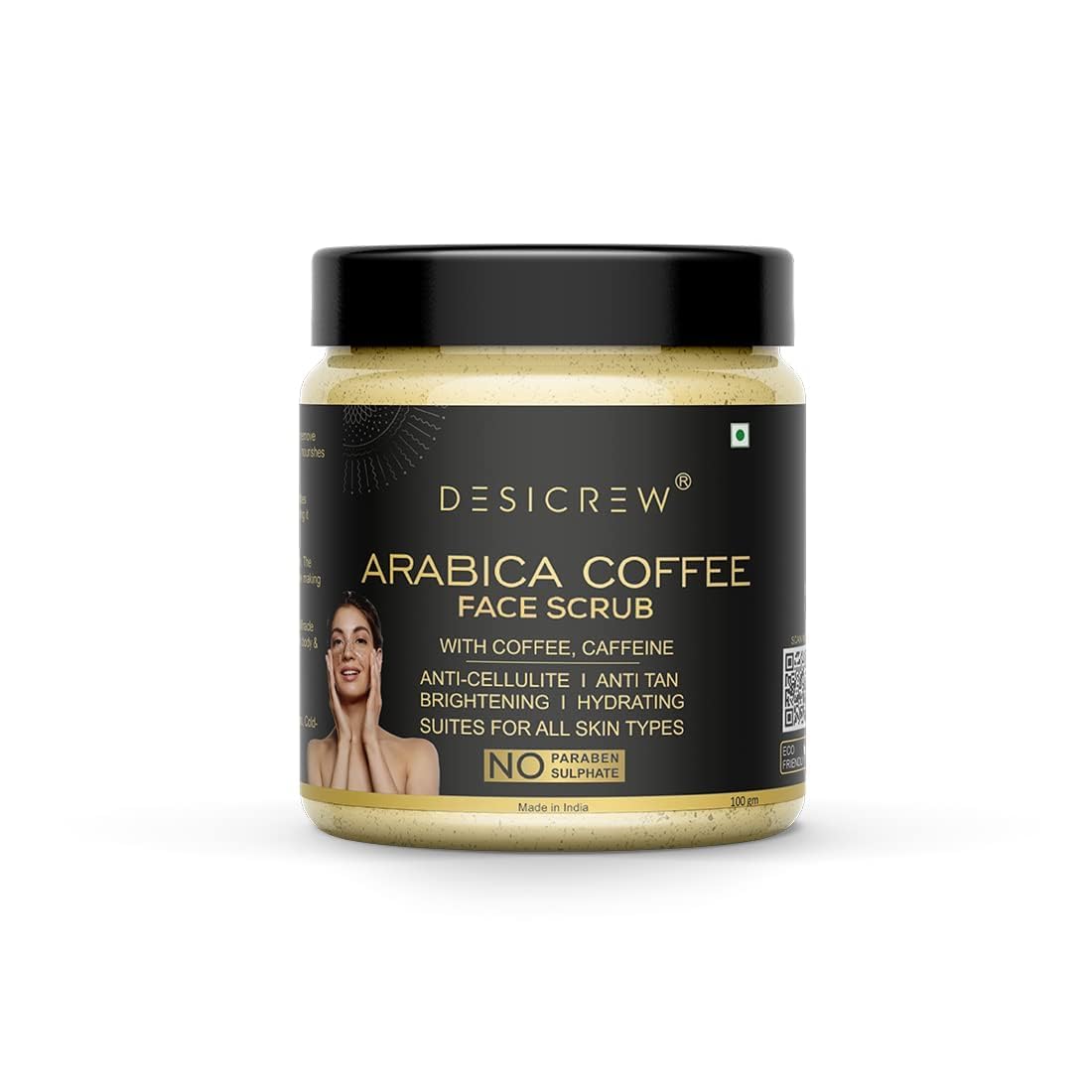 Organic Arabica Coffee Face Scrub with Caffeine & Cocoa Butter - 100g Exfoliating Facial Cleanser for Glowing Skin | Perfect for Morning Routine & Spa Day Self-Care