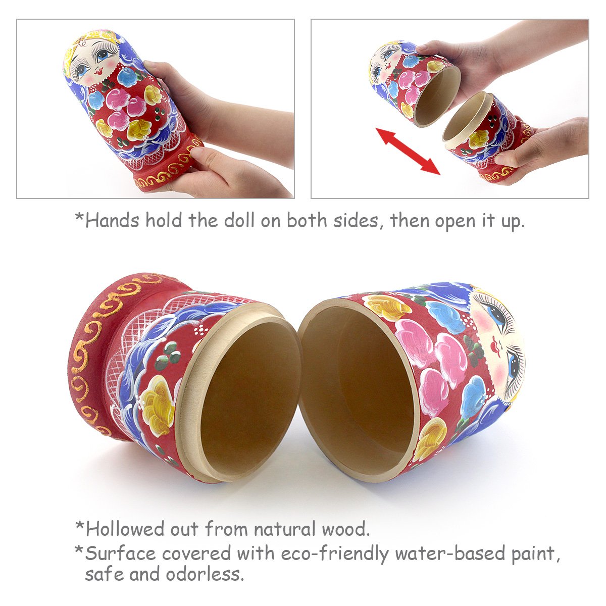Handmade Russian Nesting Dolls Set of 7 - Wooden Matryoshka Stacking Toys for Kids & Adults | Easter, Mother's Day, Birthday, Christmas Gift | Home Decor & Room Decoration | Perfect for Playtime, Collecting & Holiday Gifting