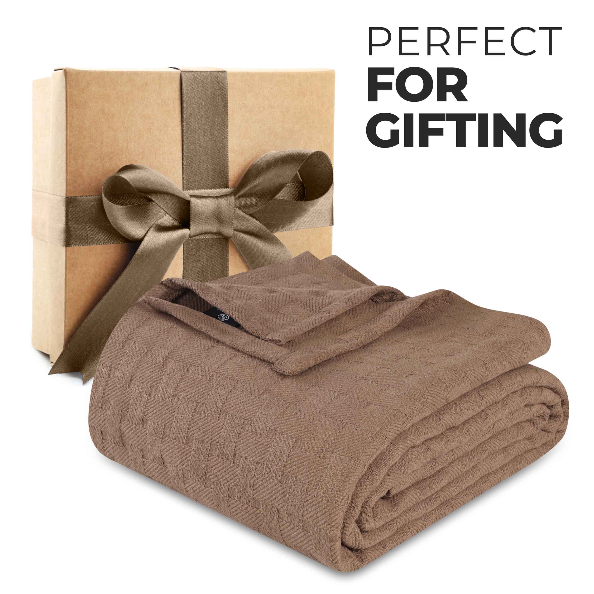 Soft Basketweave All-Season Cotton Bed Blanket & Sofa Throw - Lightweight Breathable Blanket for Bedroom, Living Room, Travel and Outdoor Use