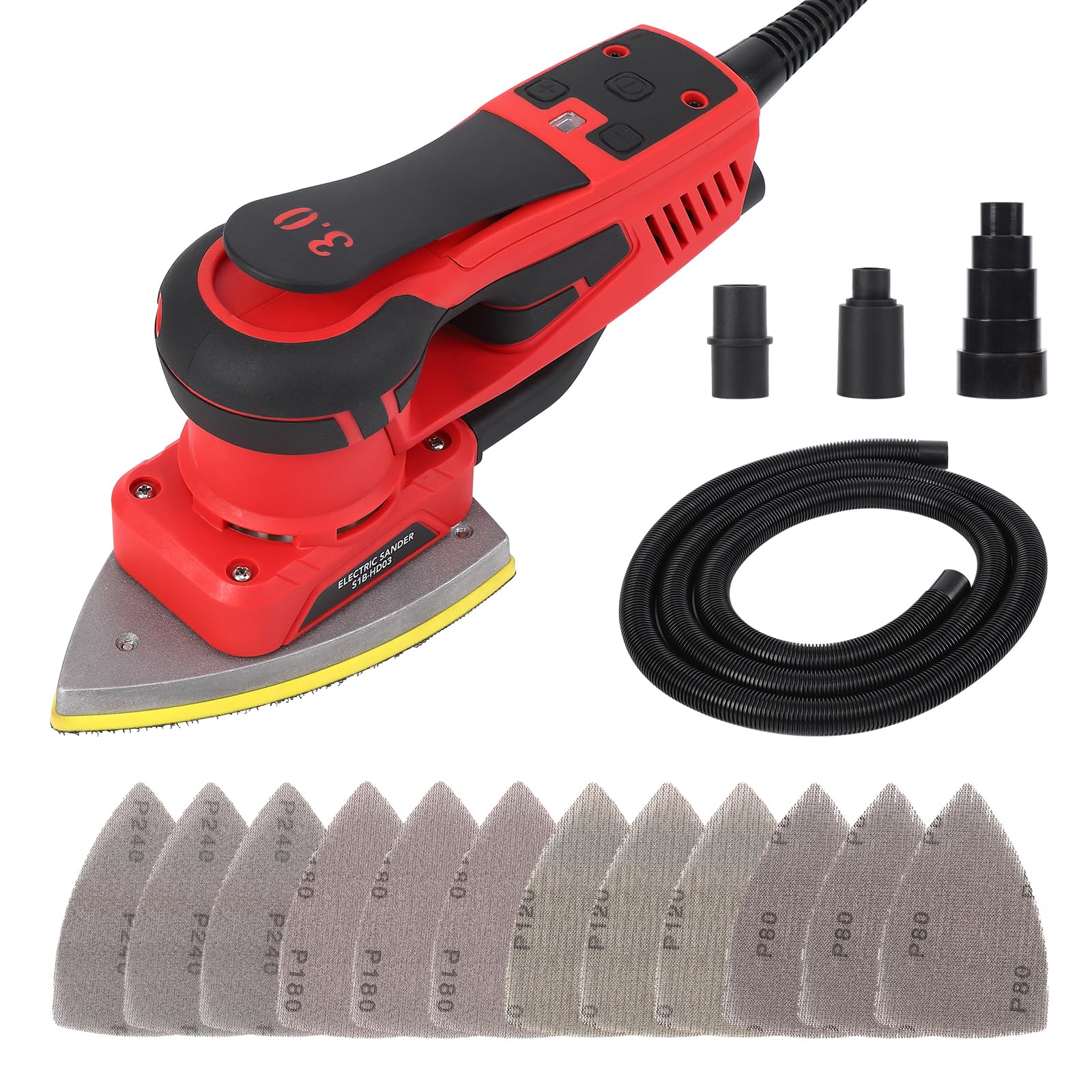 350W Brushless Electric Detail Sander Tool - 12 Sandpapers Included - Low Vibration Woodworking Sander for Sanding, Polishing & Carpentry - Perfect for DIY Projects, Furniture Repair & Home Renovation