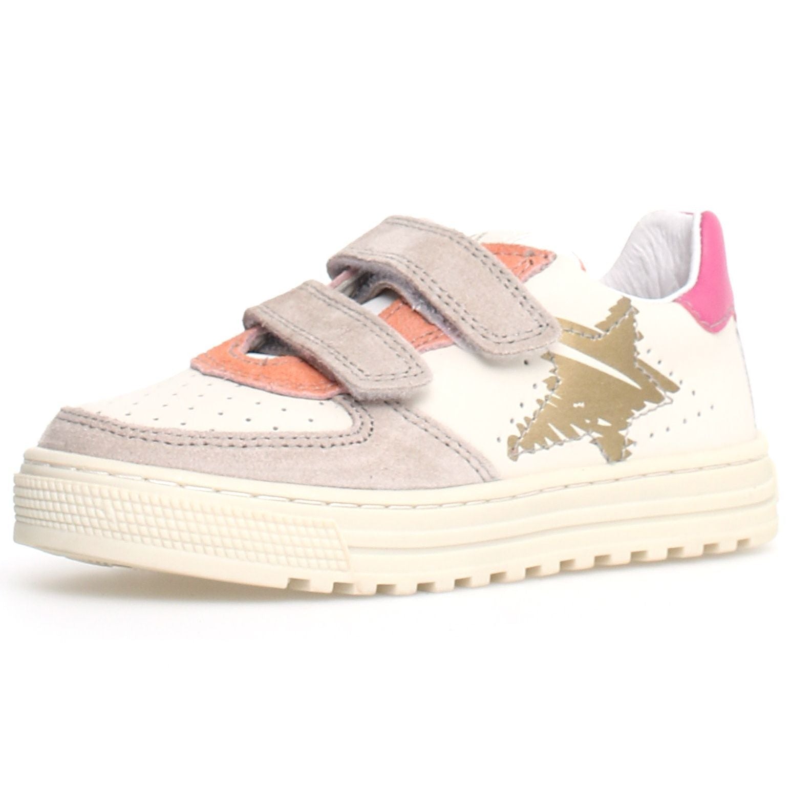 Naturino Hess 2 VL Girls Sneakers - Lightweight Comfortable School Shoes for Kids in Beige/Milk/Flamingo | Perfect for School, Play & Everyday Wear
