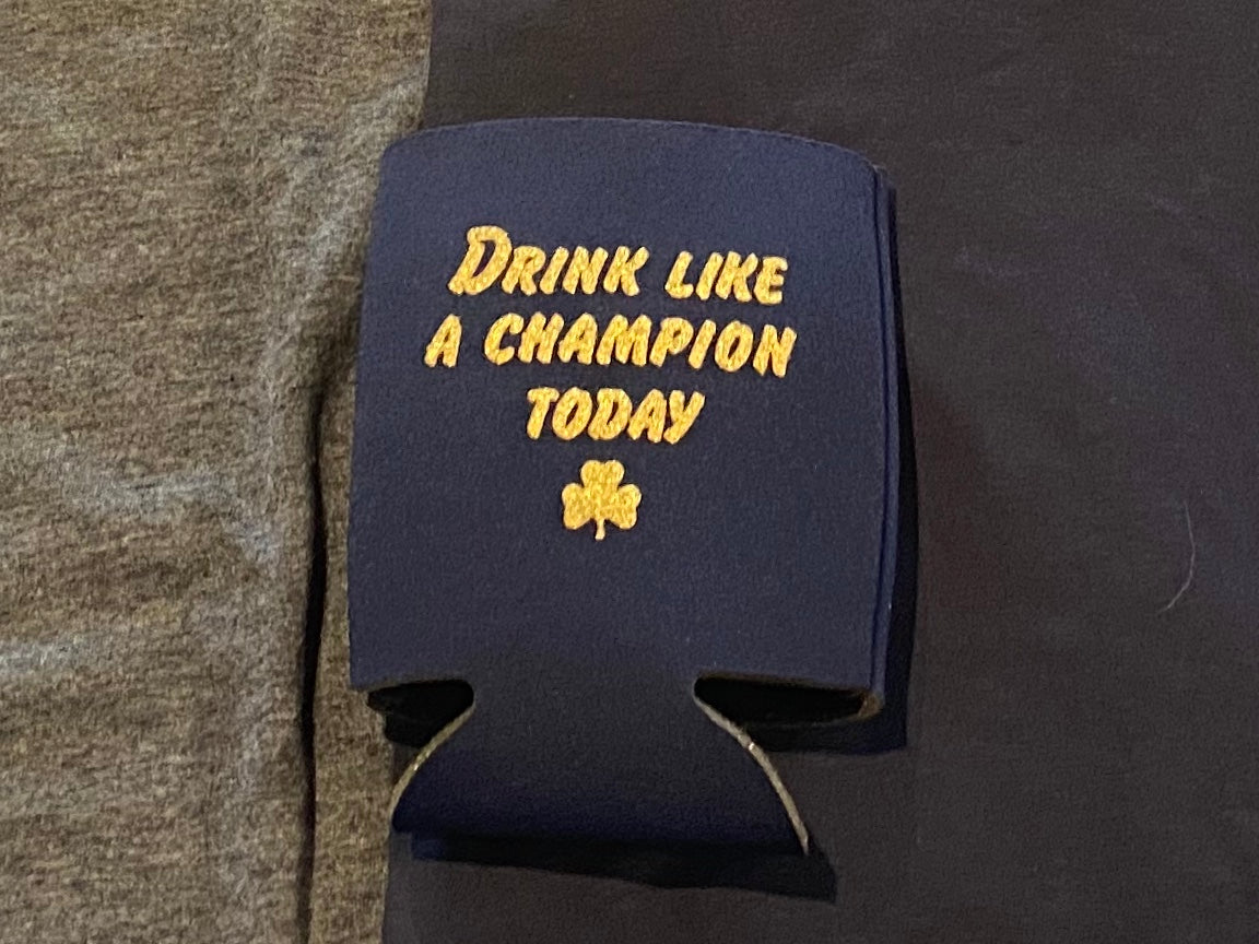 Blue & Gold Beer Can Cooler Koozie - Insulated Drink Sleeve for Beer, Soda & Energy Drinks - Keep Beverages Cold at Parties, Tailgates & Outdoor Events