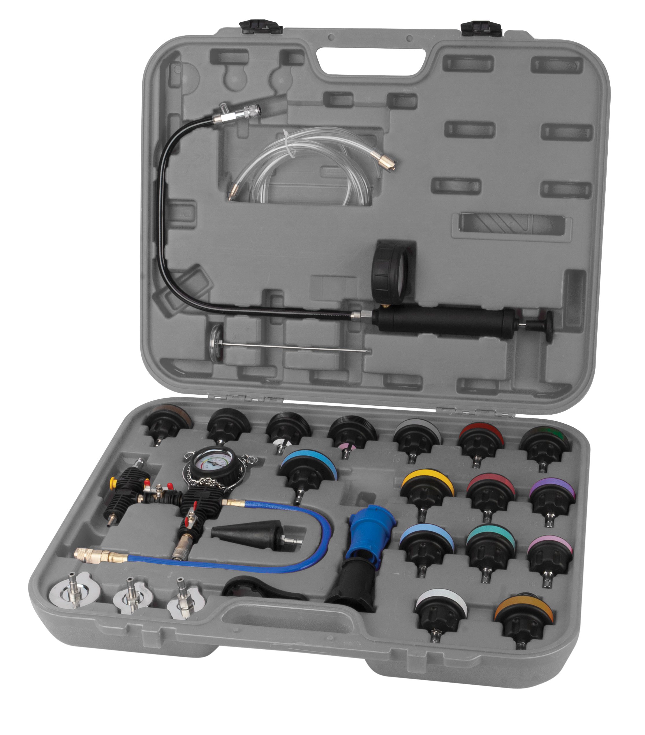 Performance Tool W89736 Cooling System Pressure Tester Kit - Professional Automotive Diagnostic Tool for Radiator, Cap & Hose Leak Detection - Ideal for Mechanics & DIY Car Maintenance
