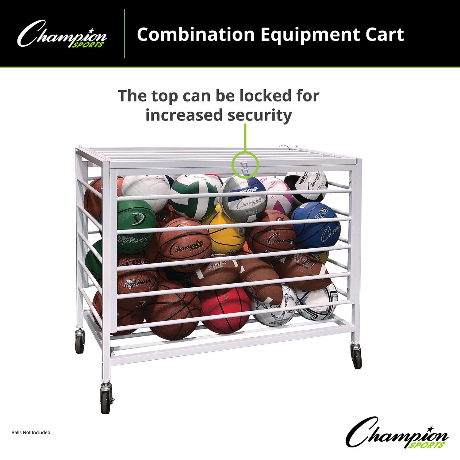 Champion Sports Lockable Ball Lockers - Durable Storage for Basketballs, Soccer Balls & More | Perfect for Gyms, Schools & Sports Clubs