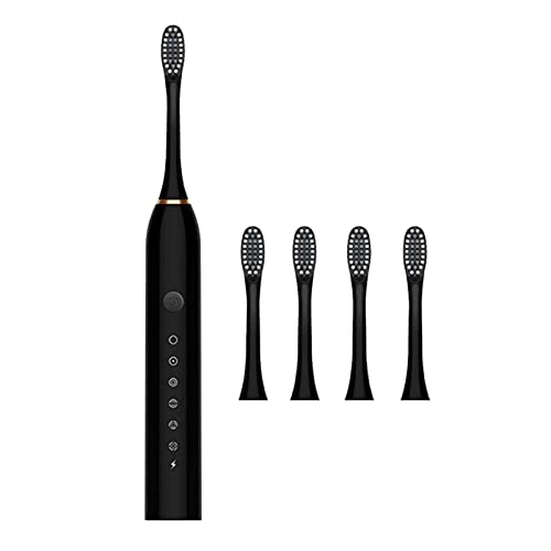 Simayixx Electric Toothbrush with 4 Brush Heads - 6 Cleaning Modes for Deep Cleaning, Fresh Breath & Teeth Whitening - USB Charging Cable Included (Black) - Perfect for Home, Travel & Oral Care Routine