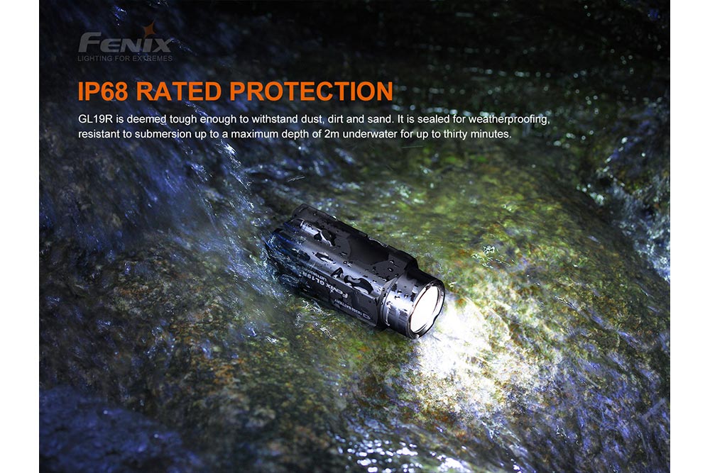 Fenix GL19R Rechargeable Tactical Flashlight - 1200 Lumens, USB-C Charging, IP68 Waterproof for Outdoor, Camping, Hunting & Emergency Use