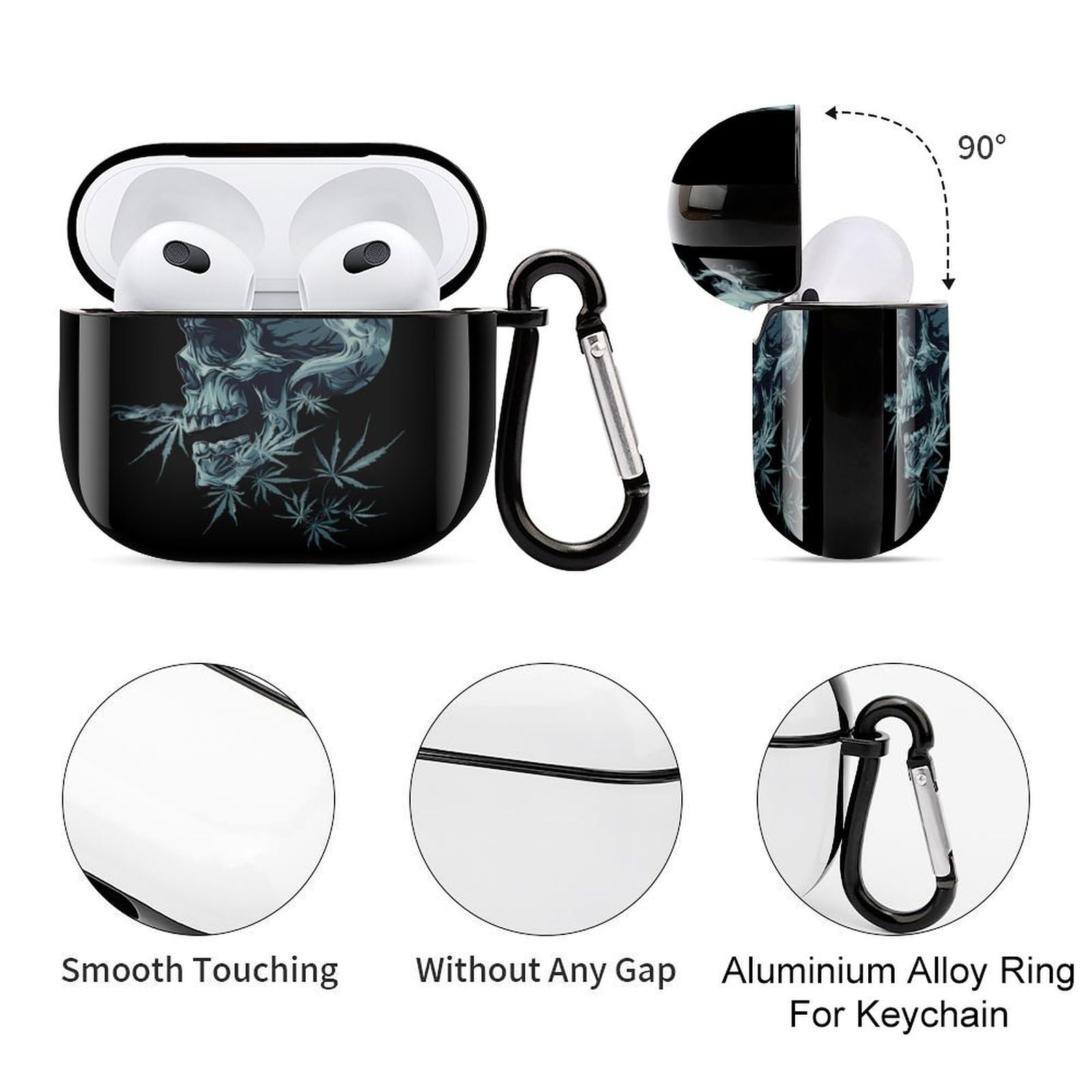 Skull-Shaped Bluetooth Earbuds Case - Weed Smoking Design, Portable Headphone Storage for AirPods 3 - Protective Cover for Travel, Gym & Outdoor Activities