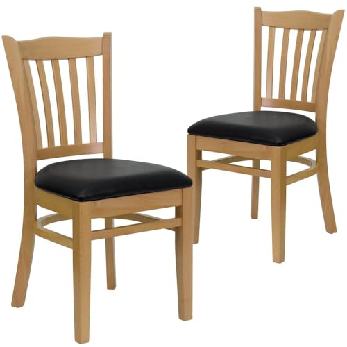 Black Vinyl Seat/Natural Wood Frame