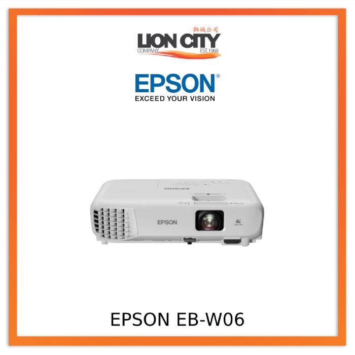 Epson EB-W06 WXGA 3LCD Projector - 3000 Lumens, 16:10 Aspect Ratio for Home Theater, Office Presentations & Outdoor Movie Nights