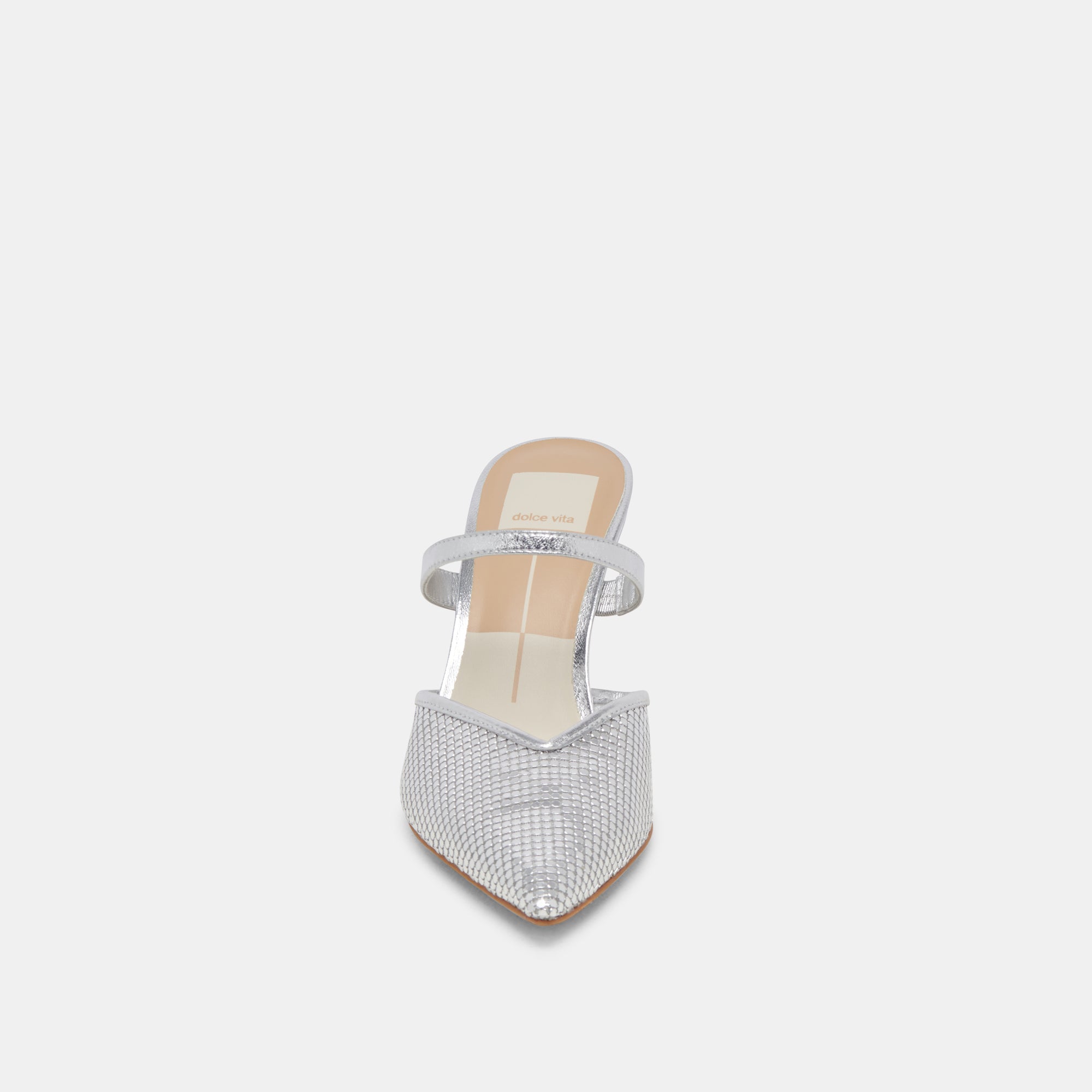 KANIKA Silver Metallic Mesh Heels for Women - Elegant High Heel Sandals for Parties, Weddings & Evening Events
