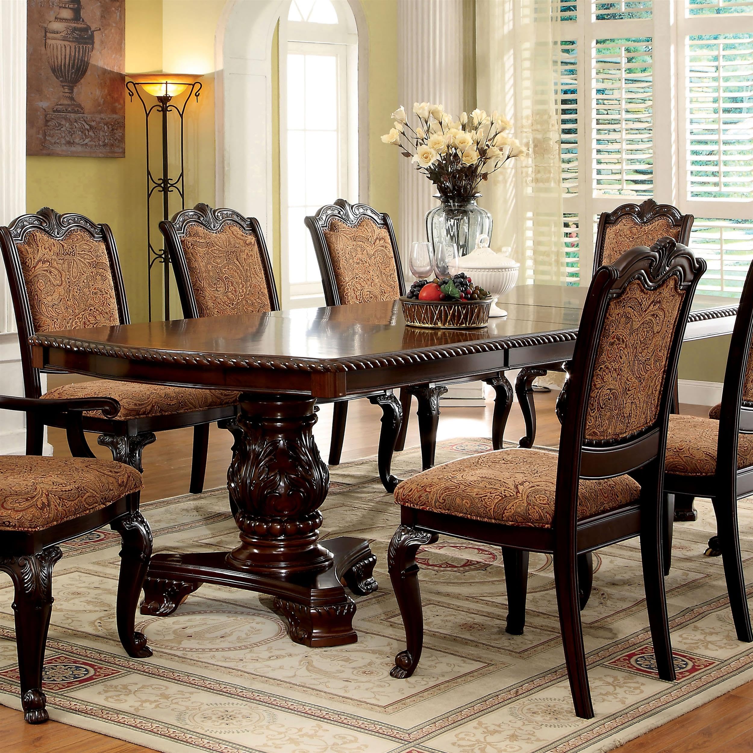 Furniture of America Ramsaran Solid Wood Extendable Dining Table - Brown Cherry Finish | Perfect for Family Gatherings & Dinner Parties