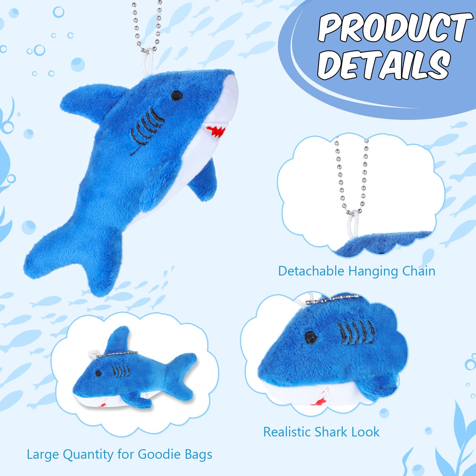 Chalyna Mini Stuffed Animal Soft Shark Plush Toy - 4.7 Inch Dark Blue Ocean Creature for Kids & Babies | Bulk Party Favors, Nursery Decor, Birthday Gifts | No Light Feature