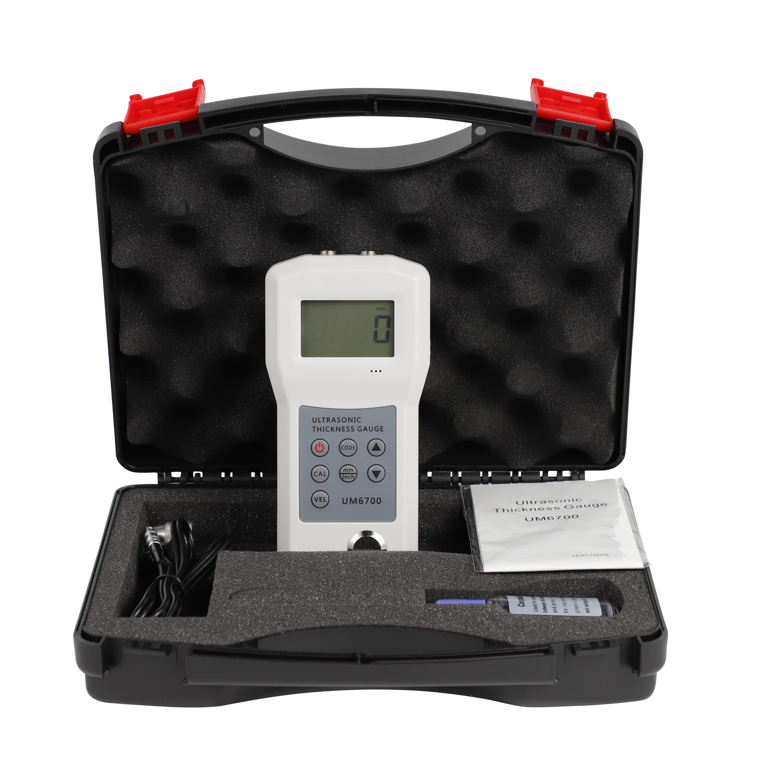 Ultrasonic Thickness Gauge Tester - 1.0 to 280mm Measuring Range, 0.1mm Resolution, Backlight LCD Display - Perfect for Metal, Plastic & Pipe Thickness Measurement in Industrial & Construction Applications