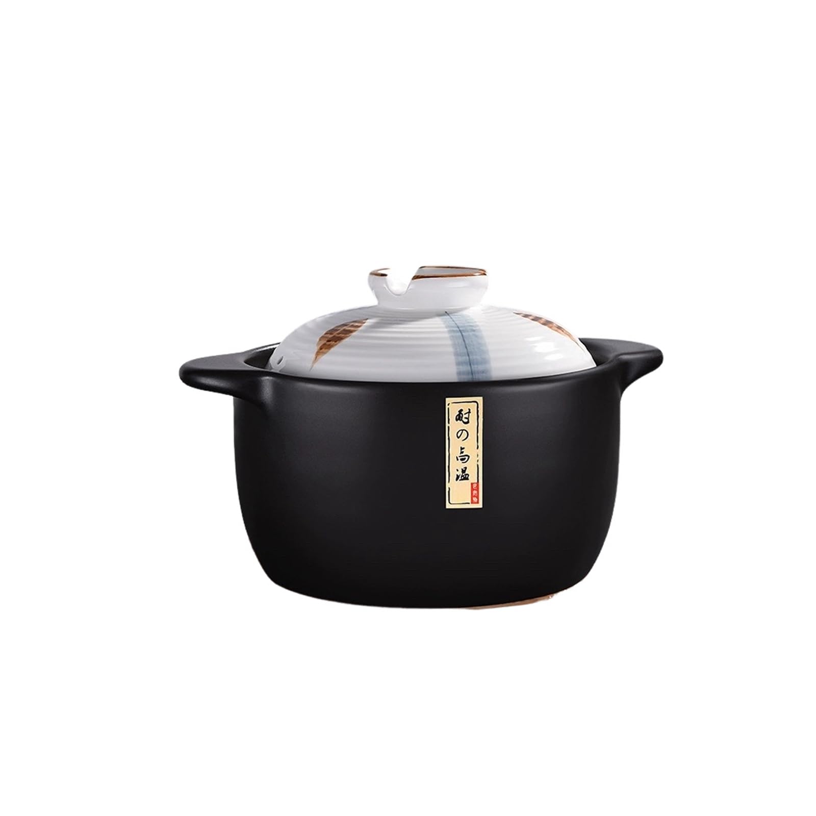 3.2 Quart White Ceramic Cooking Pot with Lid - Heat-Resistant Stovetop Soup Pot, Clay/Earthen Cookware - Easy to Clean Japanese Style Pot for Soups, Stews & Slow Cooking (Large White)