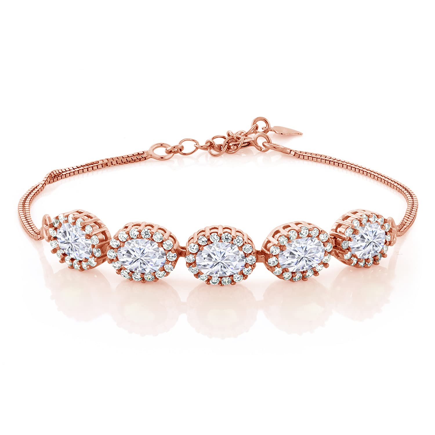4-8 Cttw Oval Cut Gemstone Birthstone Tennis Bracelet for Women | 18K Rose Gold Plated Sterling Silver | 7 Inch Adjustable with 1.5 Inch Extender | Fine Jewelry Gift for Mom, Wife, Her | Perfect for Birthdays, Anniversaries & Special Occasions