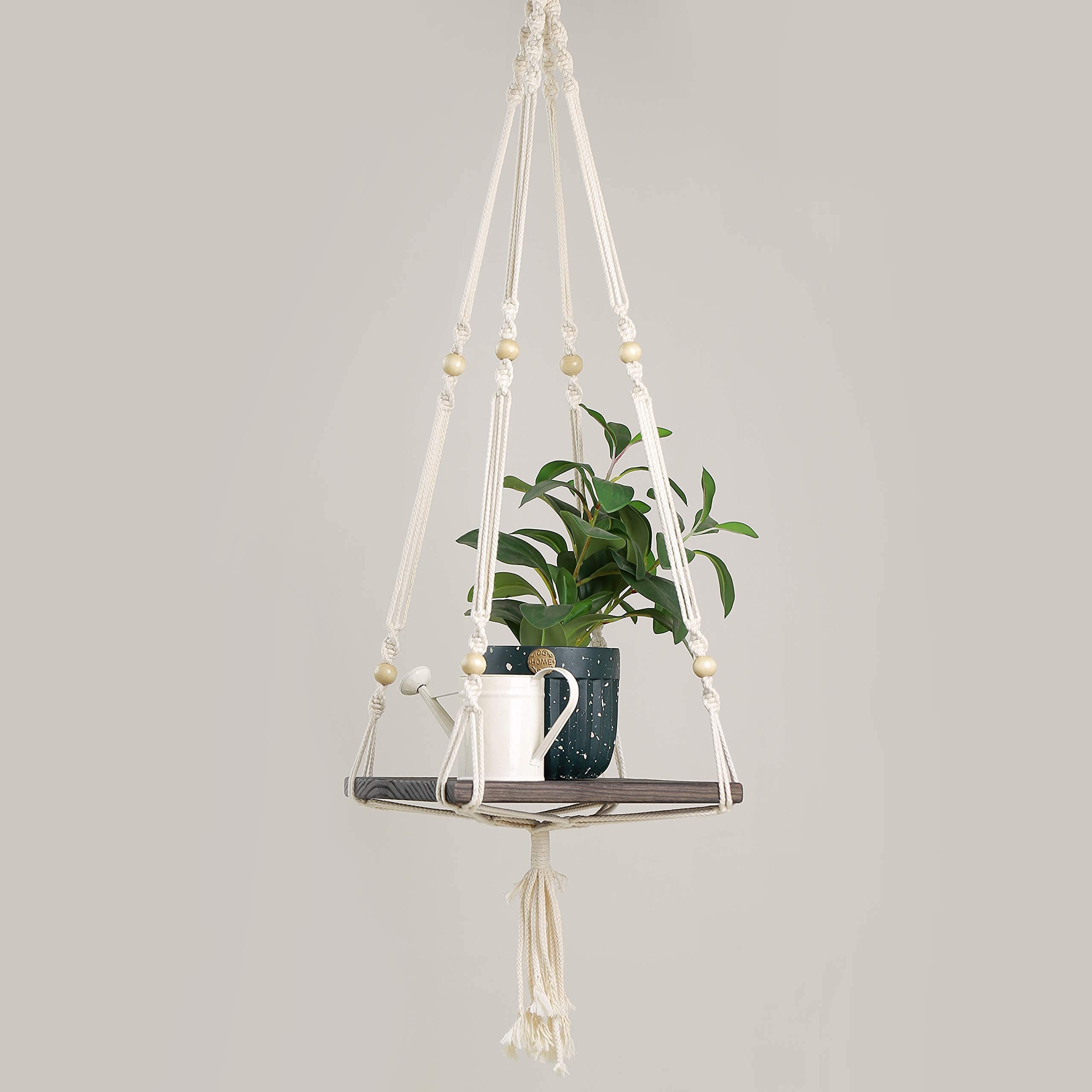 Hanging Plant Shelf - Natural Wood Wall Mounted Planter Holder for Indoor Plants | Home Decor & Garden Accessories | Perfect for Living Room, Bedroom, Balcony Decor