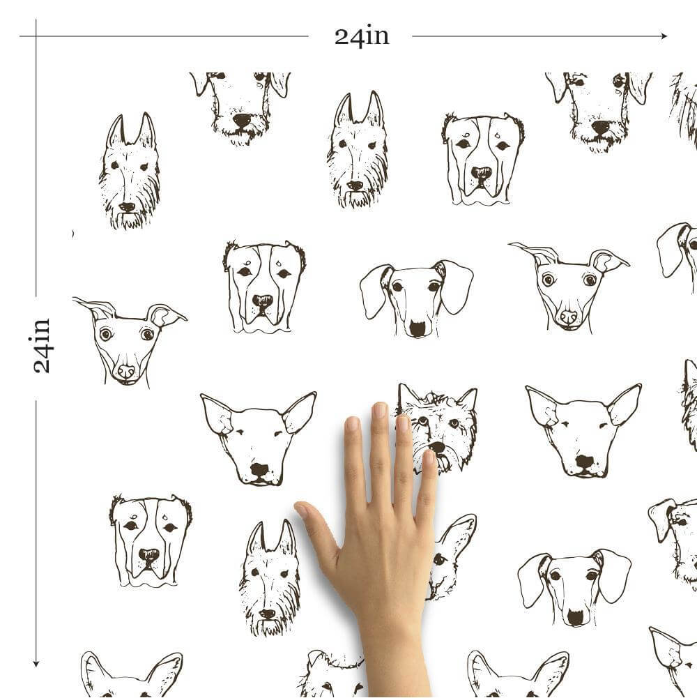 White Dog Animal Peel and Stick Removable Wallpaper - Self-Adhesive Pet Theme Wall Decor for Nursery, Bedroom & Living Room - Easy to Apply & Remove
