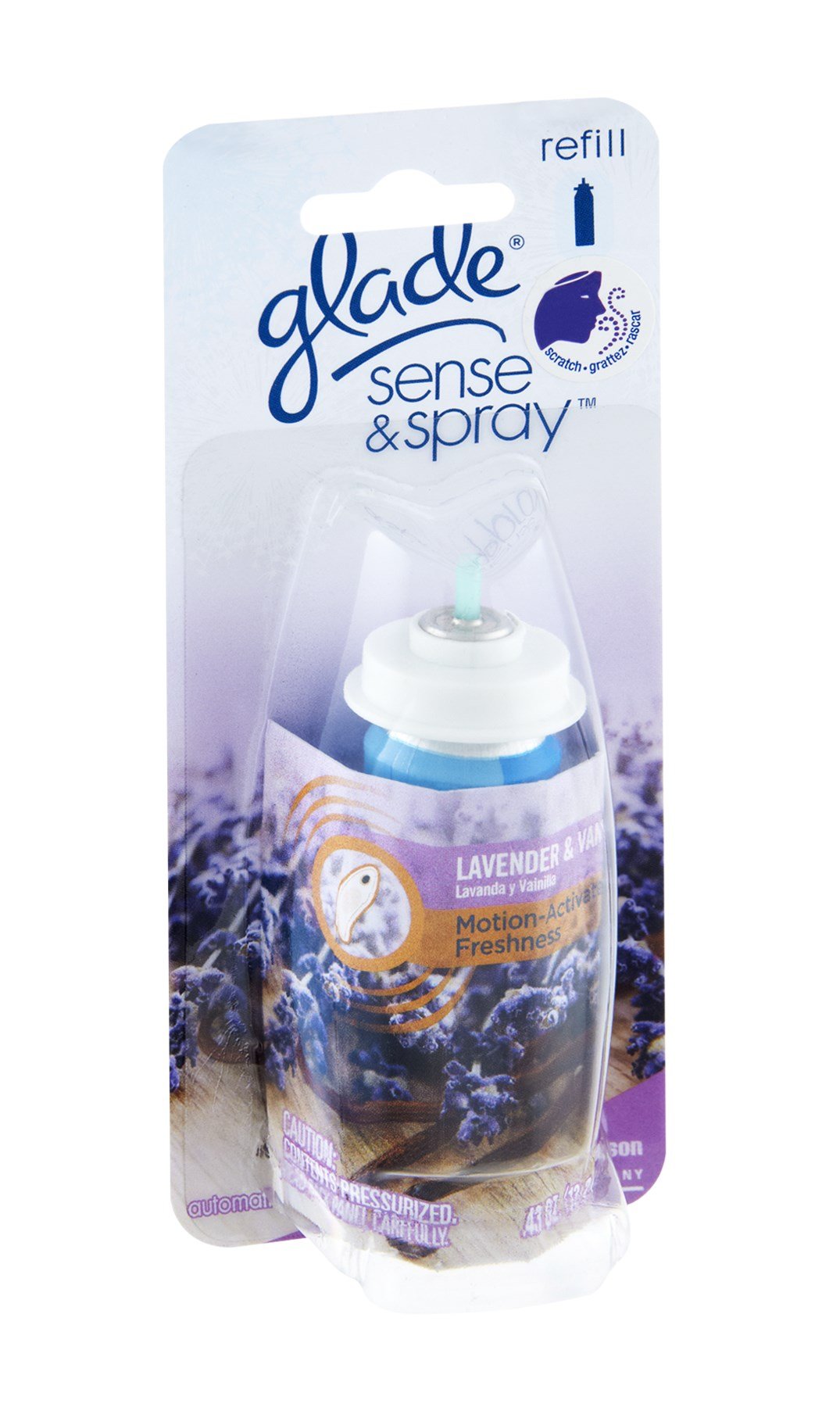 Glade Sense & Spray Automatic Air Freshener Refill - Lavender & Vanilla Scent (0.43 oz) for Home, Office, Bathroom & Car - Long-Lasting Fragrance