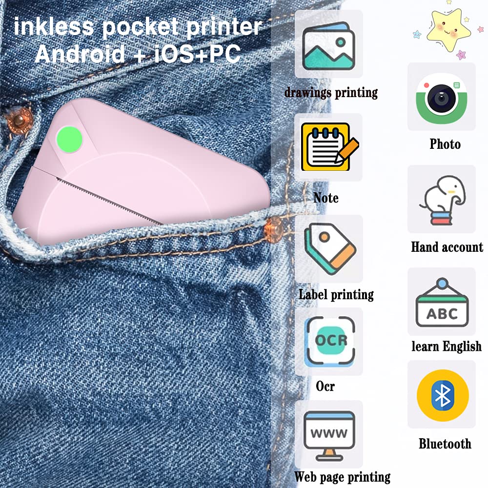 Redflower Mini Pocket C17 Portable Bluetooth Label Maker Printer - Pink, Monochrome Label Printer for Office, Home & Travel | Wireless Sticker Printer for Organizing, Crafting & Small Business Use