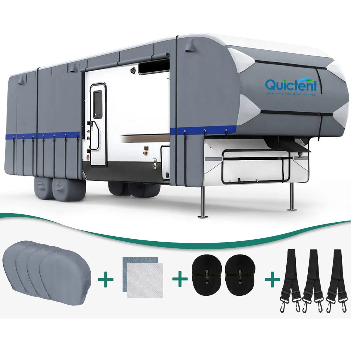 5th Wheel RV Covers - Heavy Duty Waterproof Travel Trailer Cover for All Seasons | Protects Against UV, Rain, Snow & Dust - Perfect for Outdoor Storage & Camping Trips