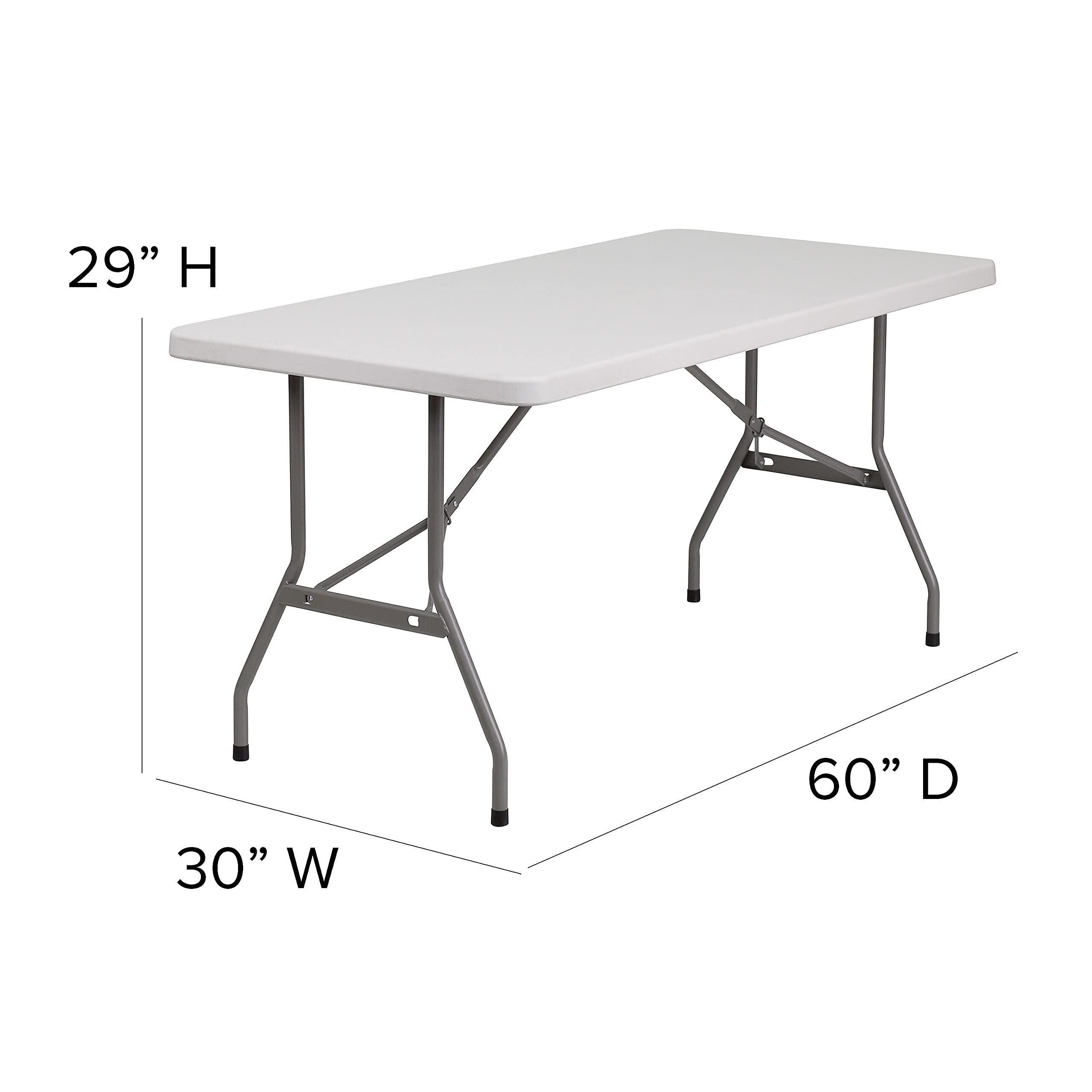 Flash Furniture Kathryn 5-Foot Granite White Plastic Folding Table - Heavy Duty Portable Table for Parties, Events, and Outdoor Use