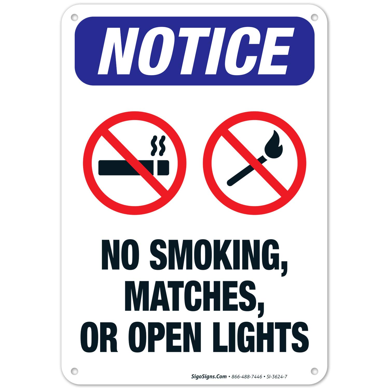 No Smoking, Matches, or Open Flames Sign - OSHA Compliant 10x7 Inch Rust-Free Aluminum Safety Sign - Fade Resistant for Indoor/Outdoor Use - Made in USA - Perfect for Factories, Warehouses & Public Spaces