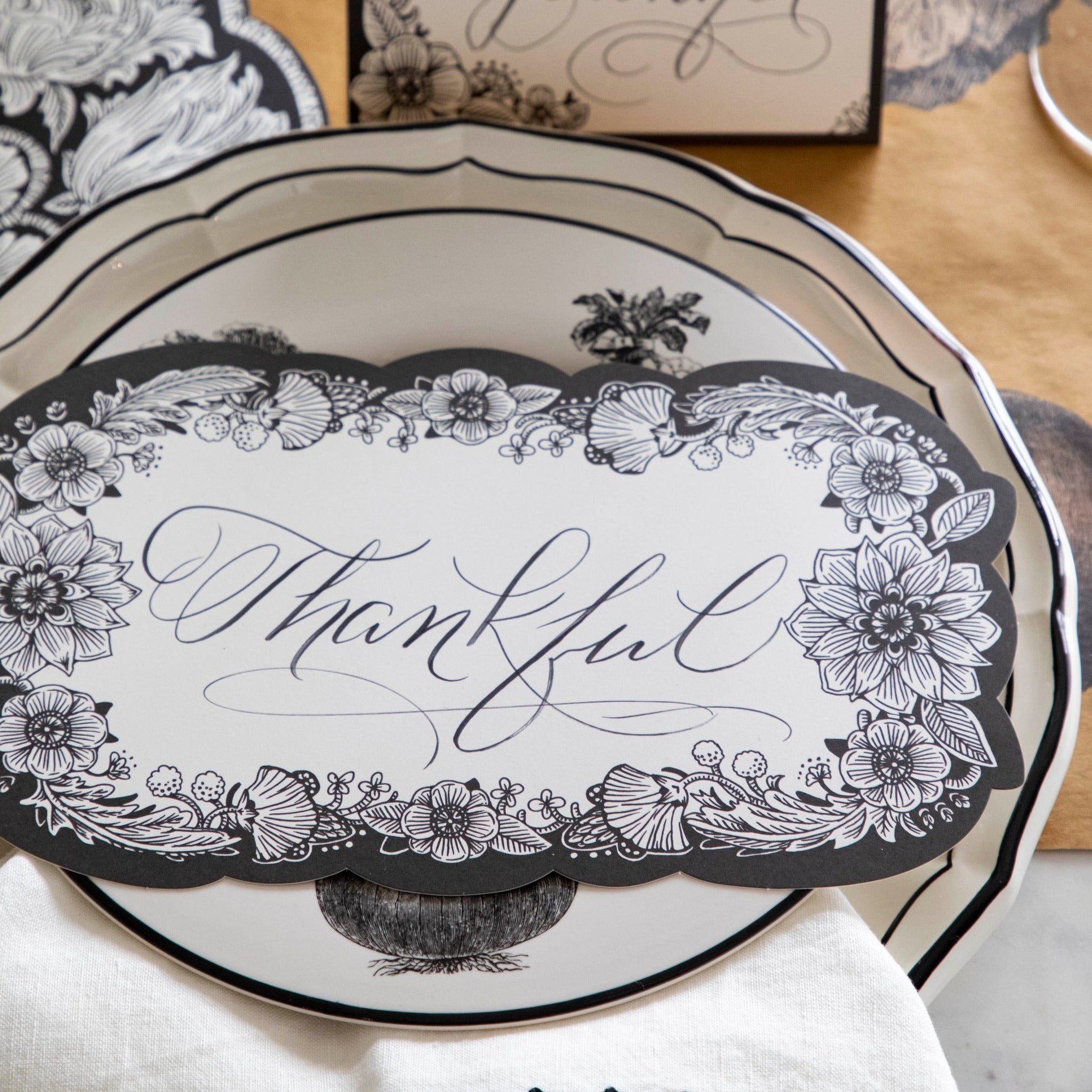 Elegant Ebony Harvest Blooms Table Cards - Perfect for Weddings, Parties, and Special Events