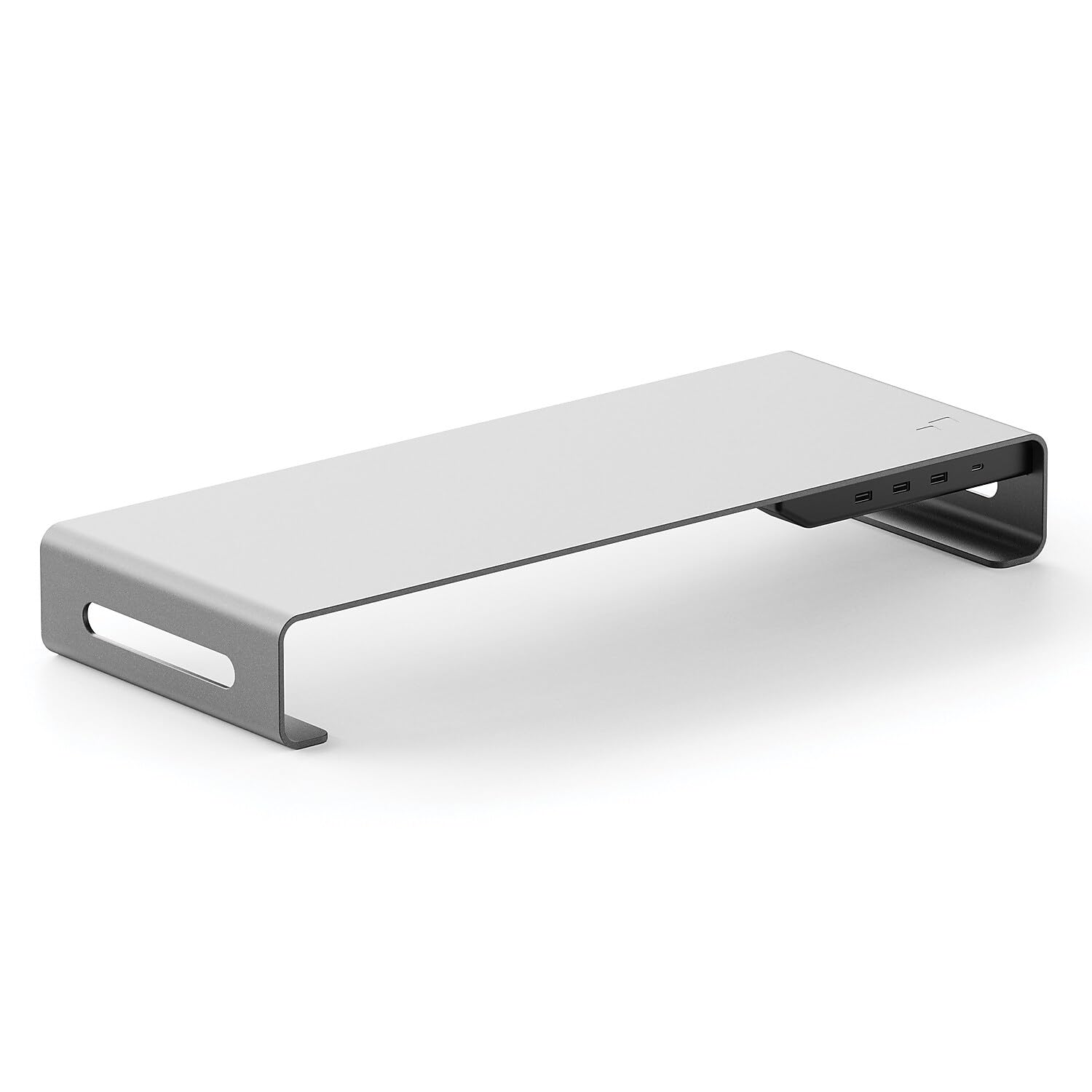 Premium Aluminum Monitor Stand with USB-C Hub - 4K HDMI, Ethernet, 3 USB 3.0 Ports & 100W PD Charging for Laptop, PC, MacBook - Space Gray | Home Office & Gaming Setup Accessory
