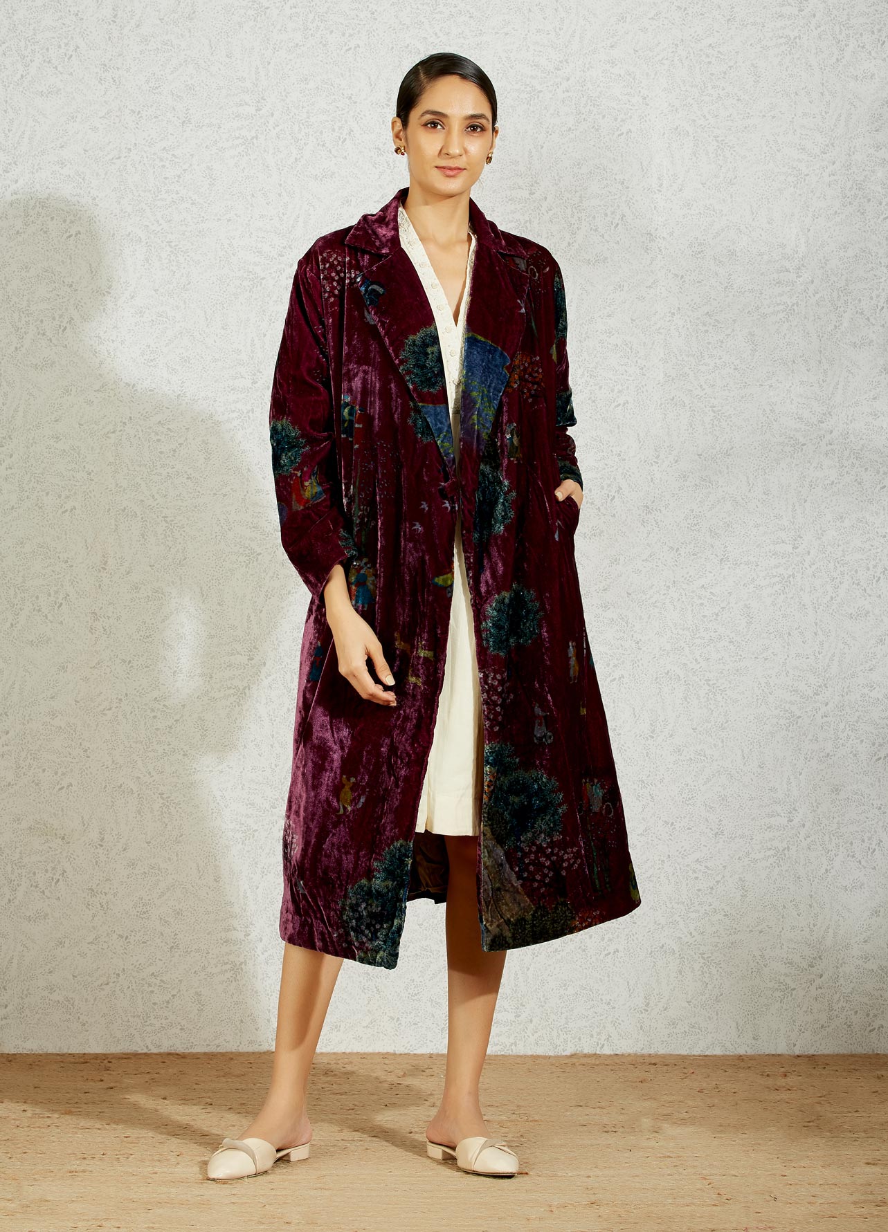 Luxury Long Velvet Coat for Women - Elegant Wine Red Winter Trench Coat - Perfect for Evening Parties, Weddings & Formal Events