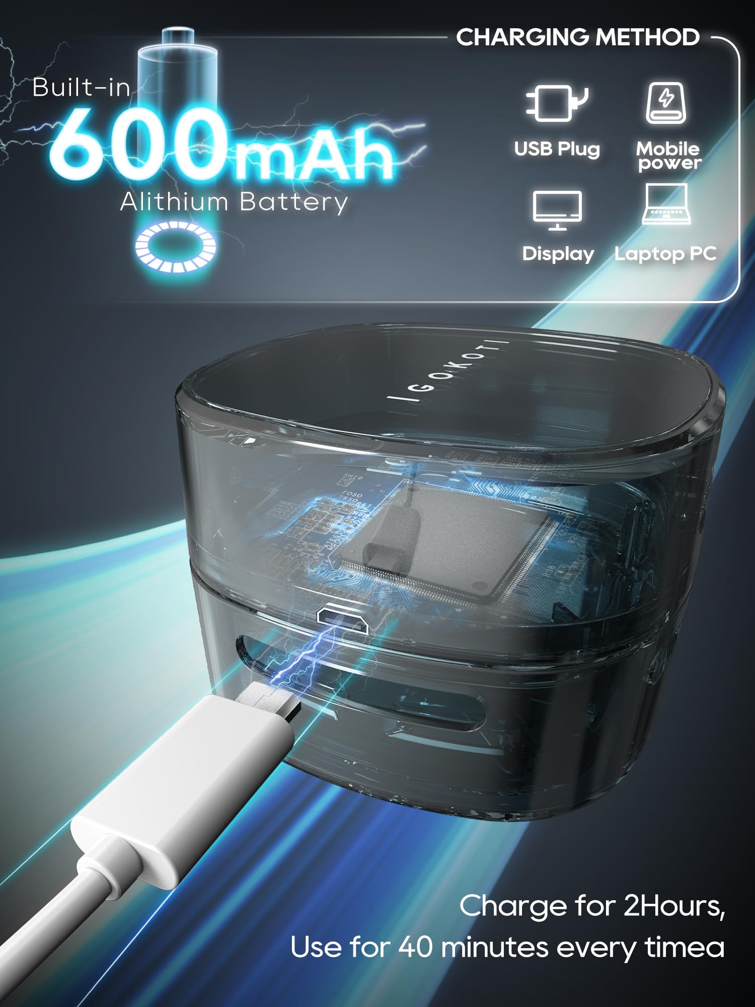 IGOKOTI Mini USB Rechargeable Desktop Vacuum Cleaner - Cordless, 360° Rotatable, Energy Saving & High Endurance - Perfect for Cleaning Keyboard Crumbs, Pet Hair & Office Desks | Ideal for Home, Office & Workspace Organization