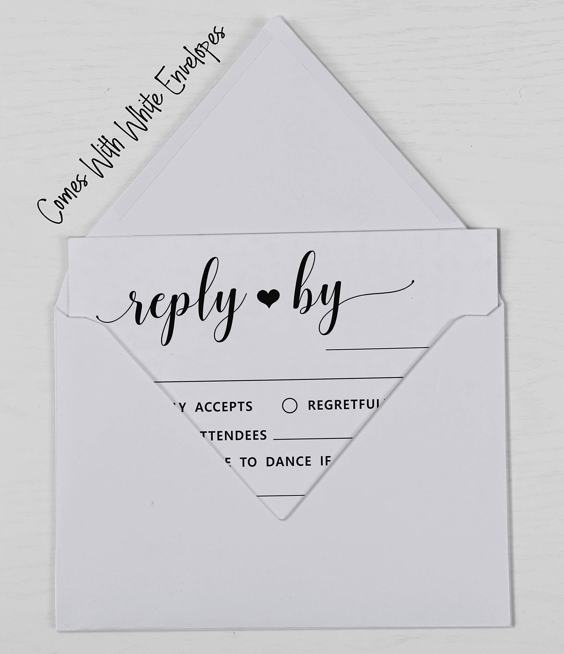 50 Blank RSVP Cards with White Envelopes - Elegant Wedding Response Cards for Rehearsal Dinners, Baby Showers & Bridal Showers - Perfect for Engagement Parties & Special Events