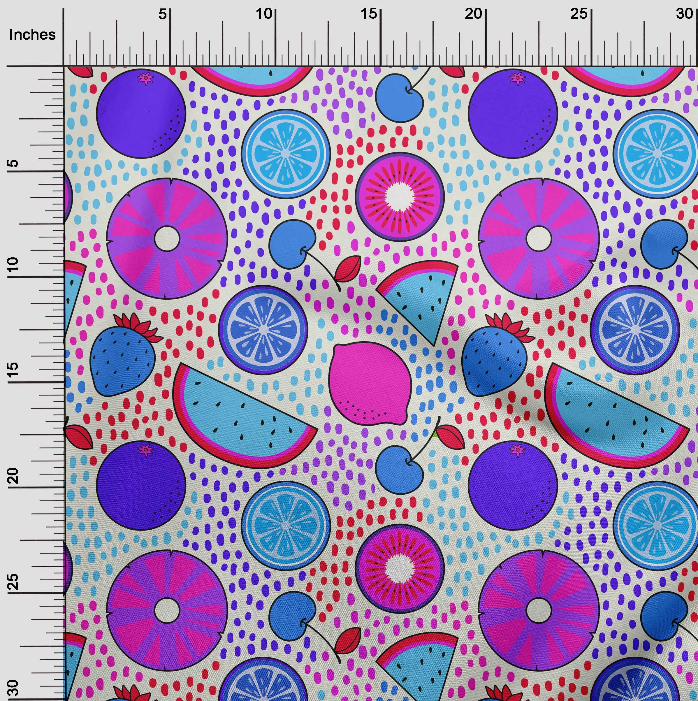 oneOone Cotton Jersey Fuschia Pink Tropical Fruit Print Fabric by The Yard - 58 Inch Wide Soft Stretchy Material for Summer Dresses, DIY Projects & Home Decor