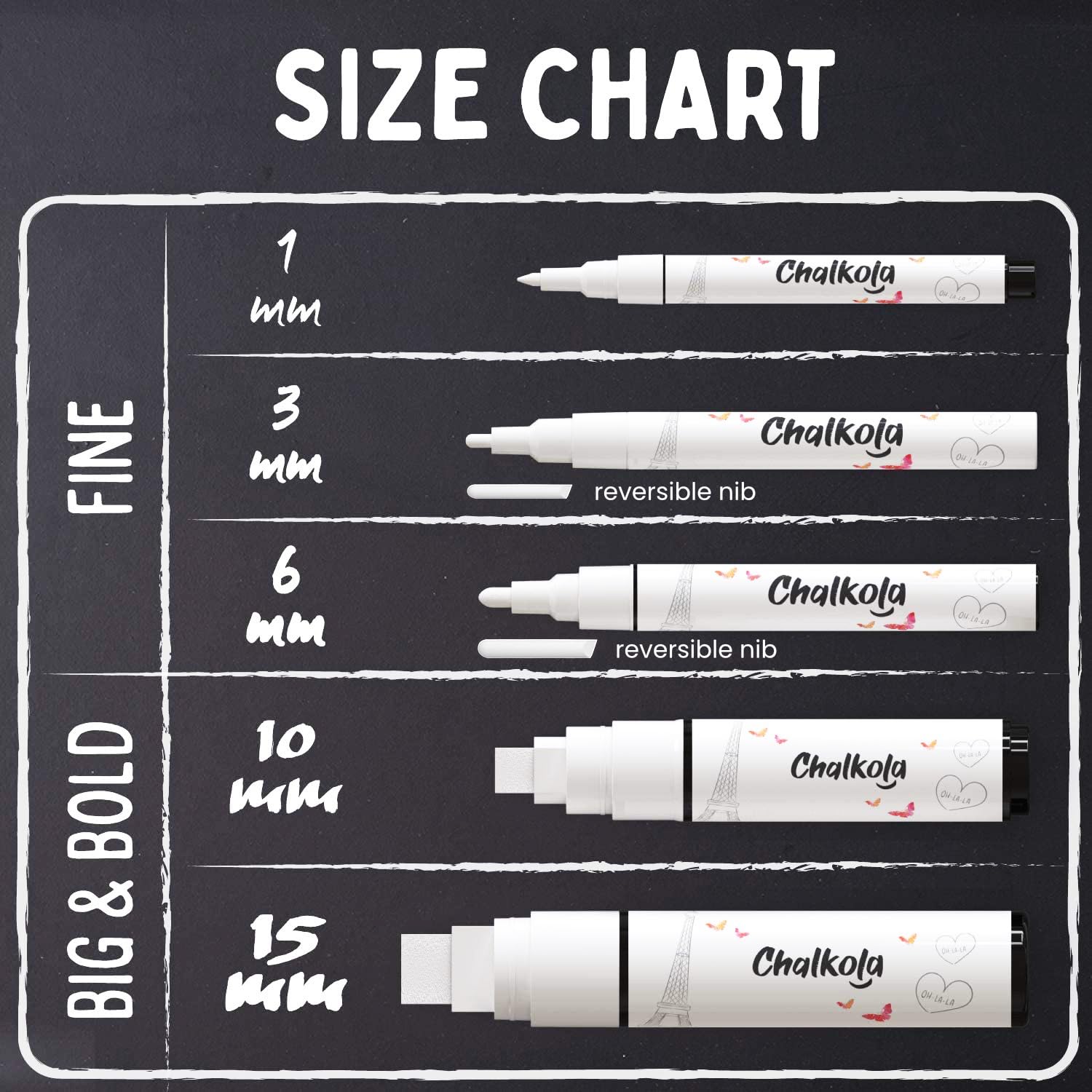 5 White & 10 Bold Color Chalk Markers Set - Perfect for Restaurants, Cafes, Signage & DIY Craft Projects