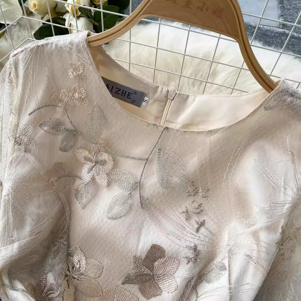 Elegant Embroidered A-Line Fairy Mesh Dress for Women - Flowy Summer Party Dress for Weddings, Garden Parties & Special Occasions