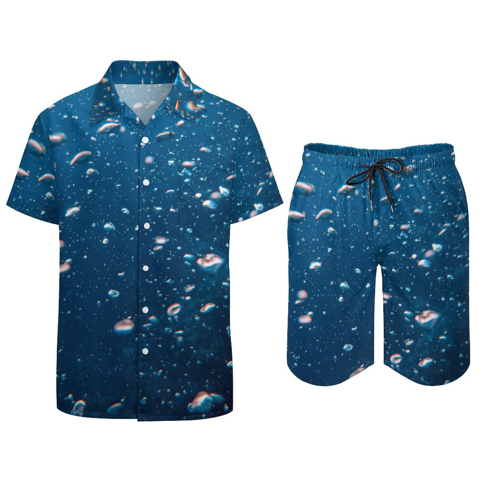 Vintage 80s 90s Men's Swim Trunks - Retro Printed Beach Shorts with Sea Bubbles Design, Quick-Dry Casual Swimwear for Summer Swimming, Surfing and Beach Vacations