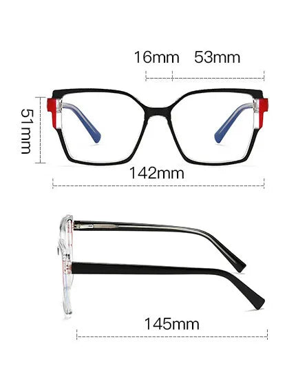 CCspace Women's Full Rim Square Cat Eye Polycarbonate Eyeglasses Frame 301332 - Stylish & Lightweight for Work, Reading & Fashion Accessories