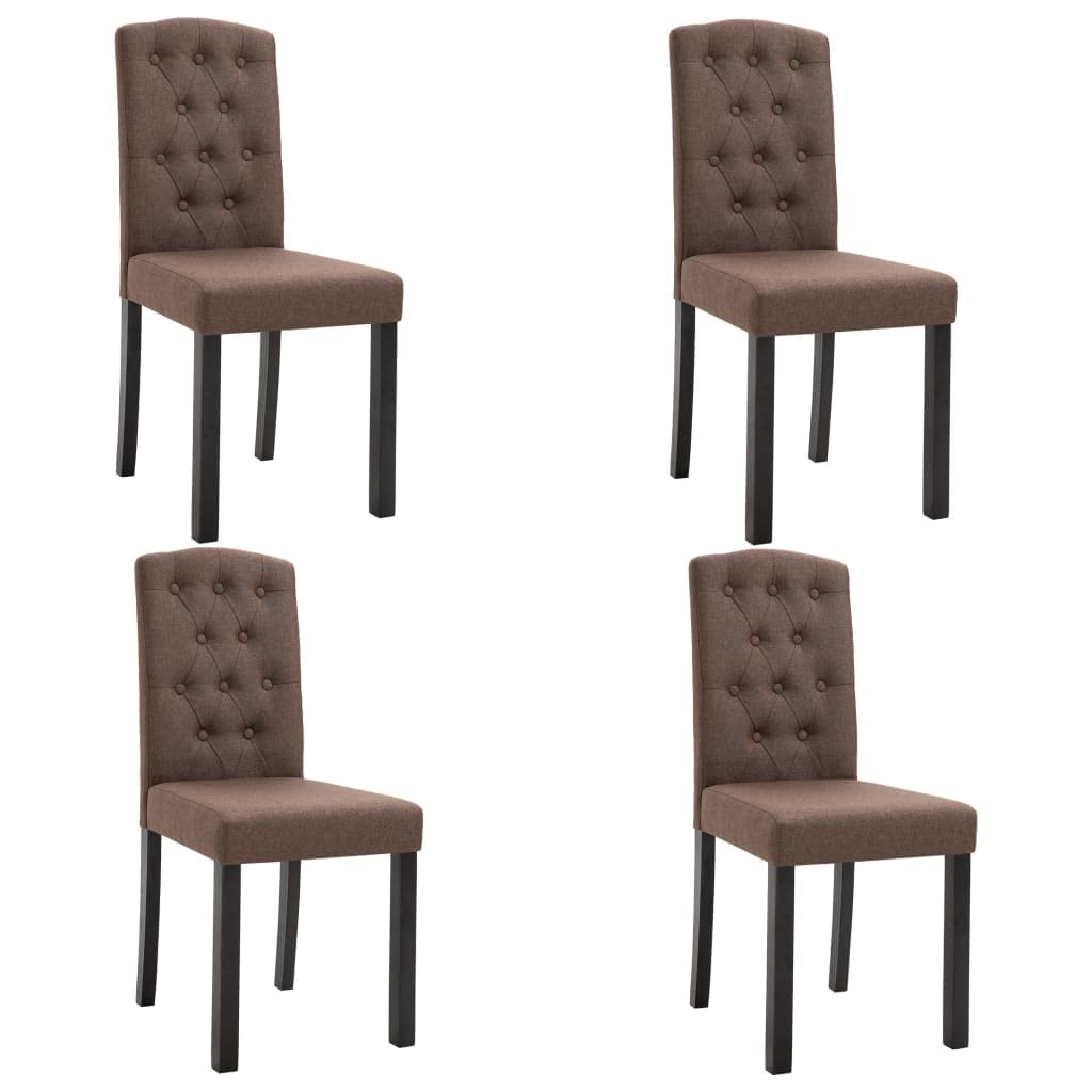 Dining Chairs Set of 4 - Comfortable Brown Fabric Kitchen Chairs for Dining Room, Living Room, Bedroom, Restaurant - Perfect for Home & Commercial Use