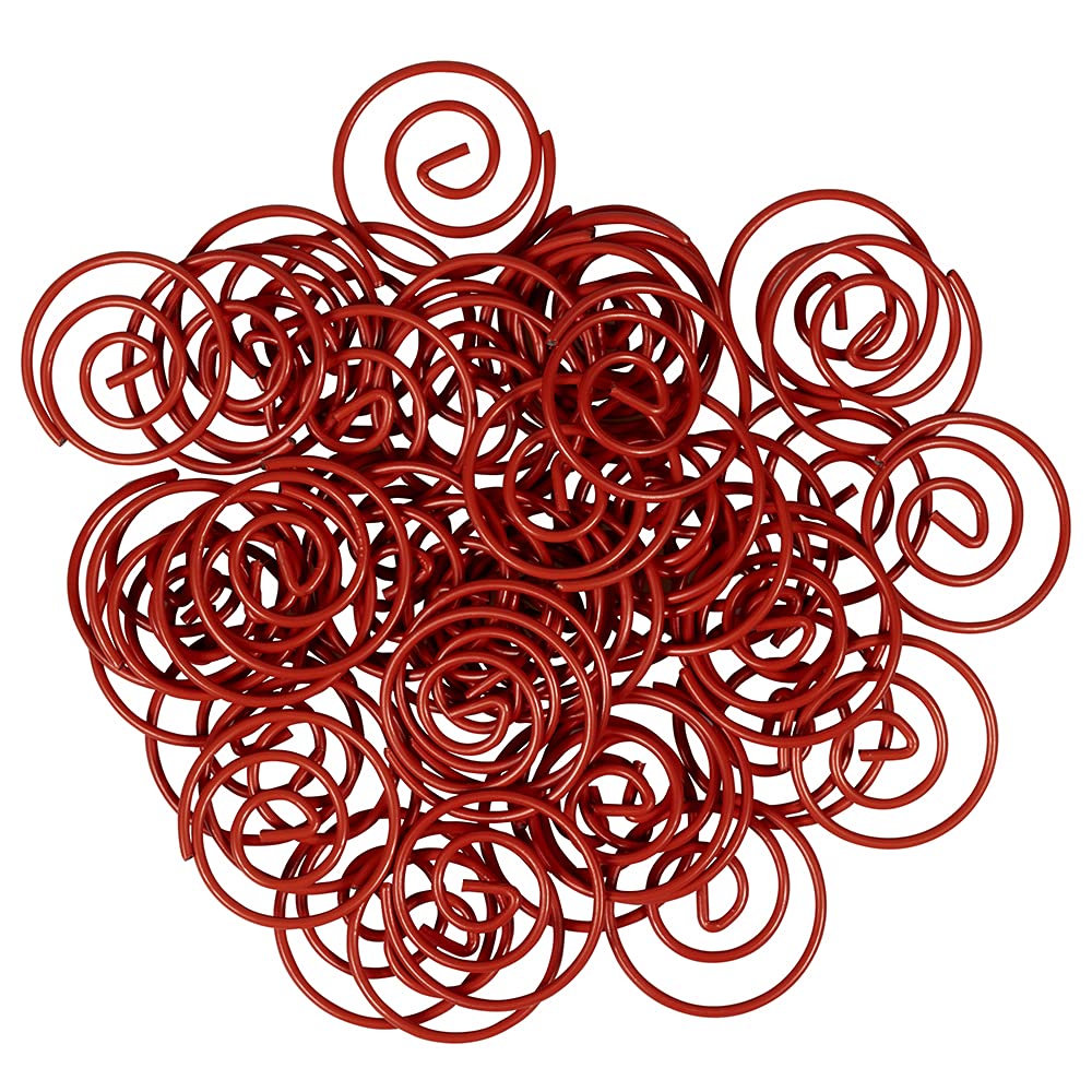 JAM PAPER Circular Paper Clips - Round Paperclips for Office & School Supplies - Red - 50/Pack - Perfect for Organizing Documents, Photos & Craft Projects