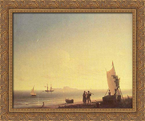 View on the Capri 24x20 Gold Ornate Wood Framed Canvas Art by Ivan Aivazovsky - Premium Wall Decor for Living Room, Bedroom & Office