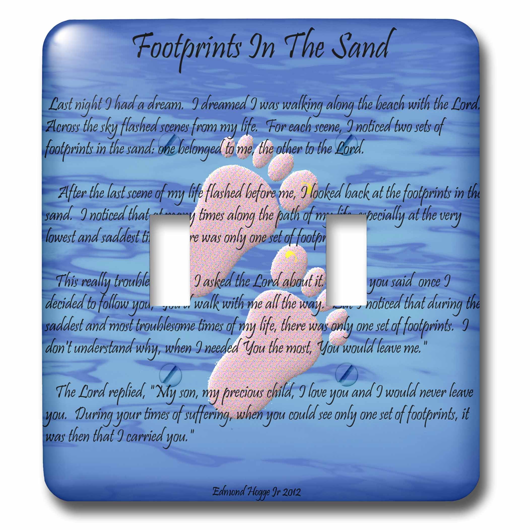 3D Rose Light Switch Cover - Footprints in The Sand with Child's Feet - Decorative Wall Plate for Bedroom, Nursery, Beach House Decor