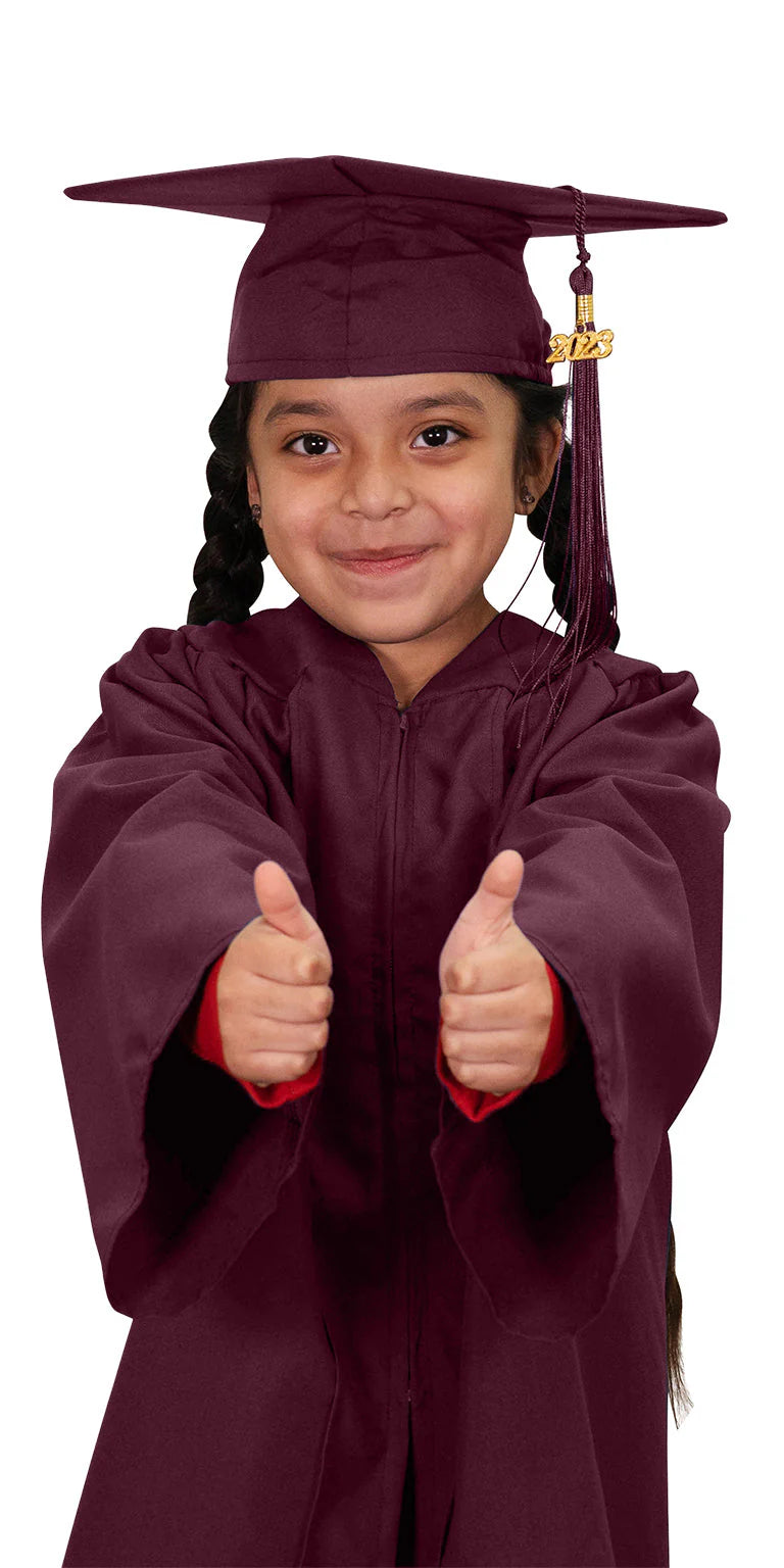 Matte Maroon Graduation Cap & Gown Set for Preschool & Kindergarten Kids - Perfect for Graduation Ceremonies, Photo Shoots & School Events