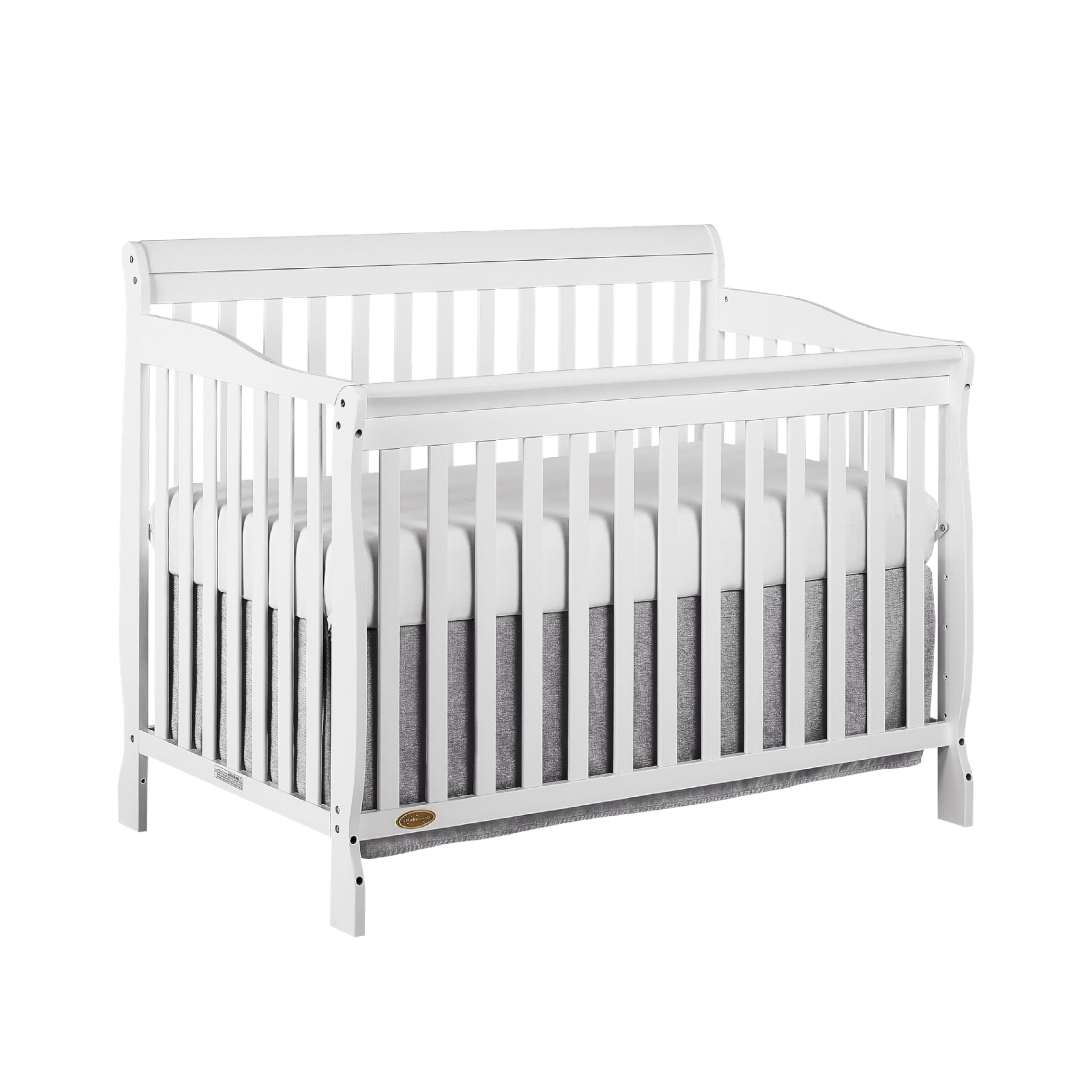 Dream On Me Ashton 4-in-1 Convertible Crib in White - GREENGUARD Gold & JPMA Certified | Non-Toxic Solid Pinewood Baby Crib with 4 Mattress Height Adjustments | Safe Nursery Furniture for Newborns & Toddlers | Perfect for Modern Nursery & Daycare Centers