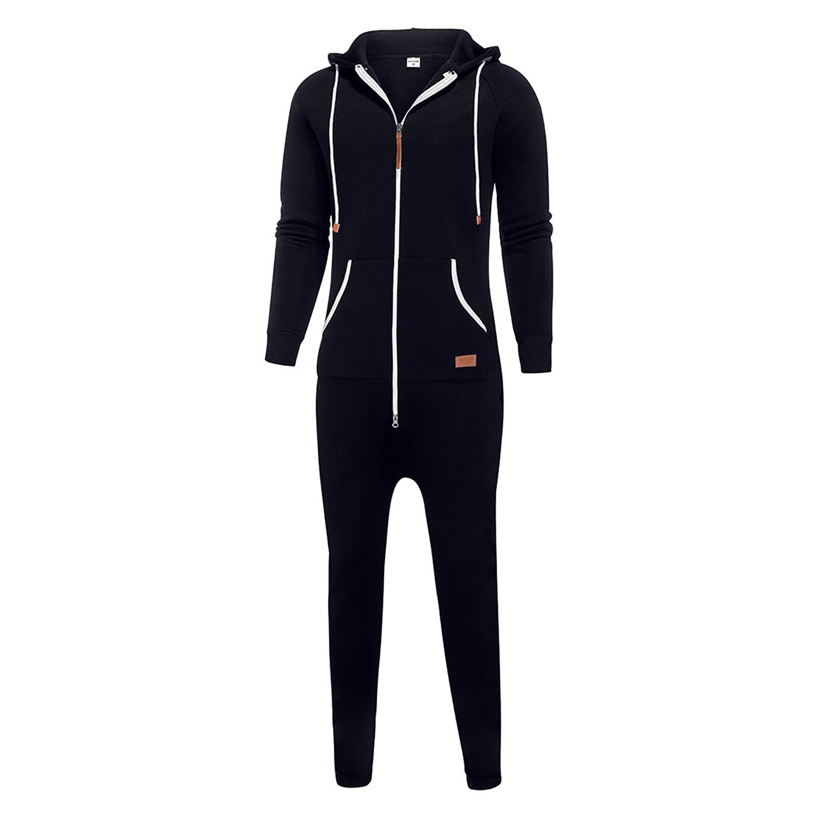Men's Zip-Up Hooded Onesie Jumpsuit - Athletic Romper Overall with Drawstring | Perfect for Sports, Lounging & Outdoor Activities